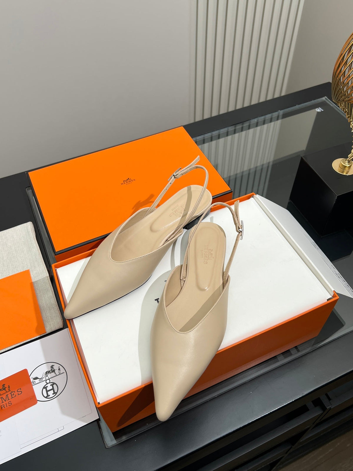 HM 26s Nicoletta Flats 1cm Beige Leather 149120