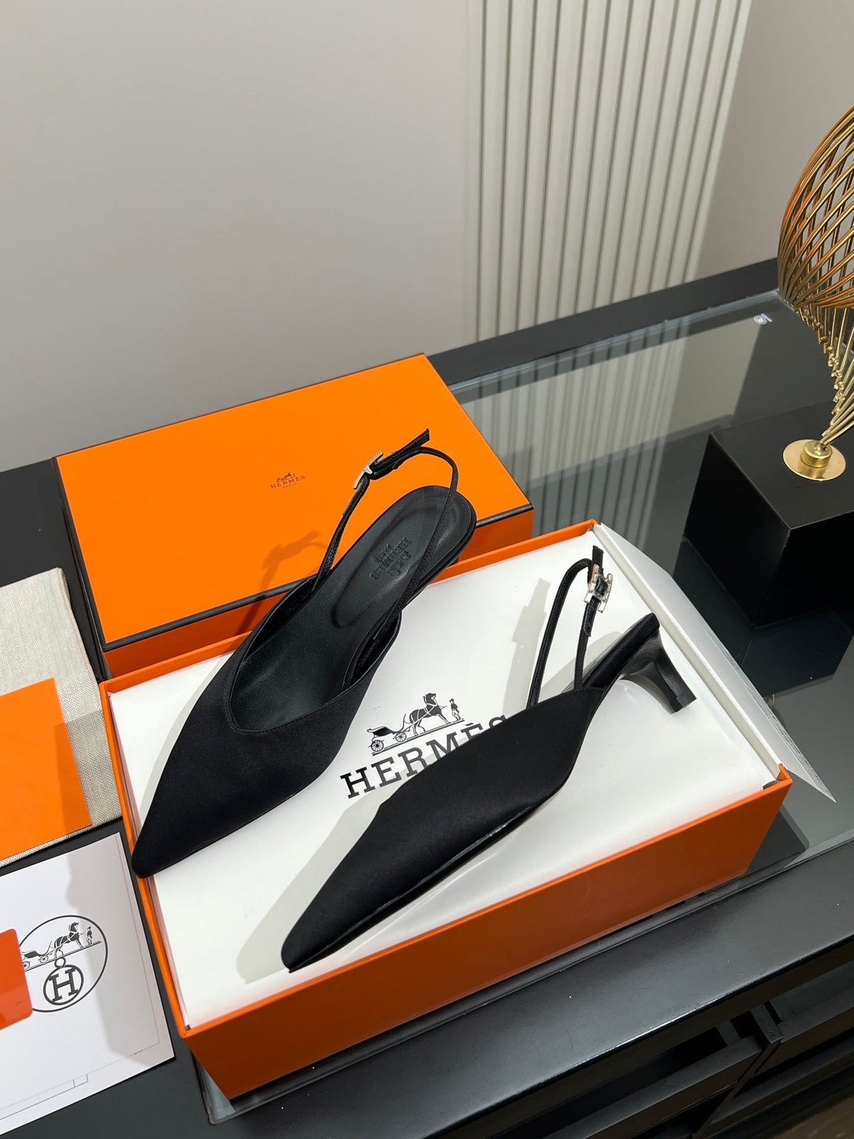 HM 26s Nicoletta Slingbacks 4cm Black Velvet 149131