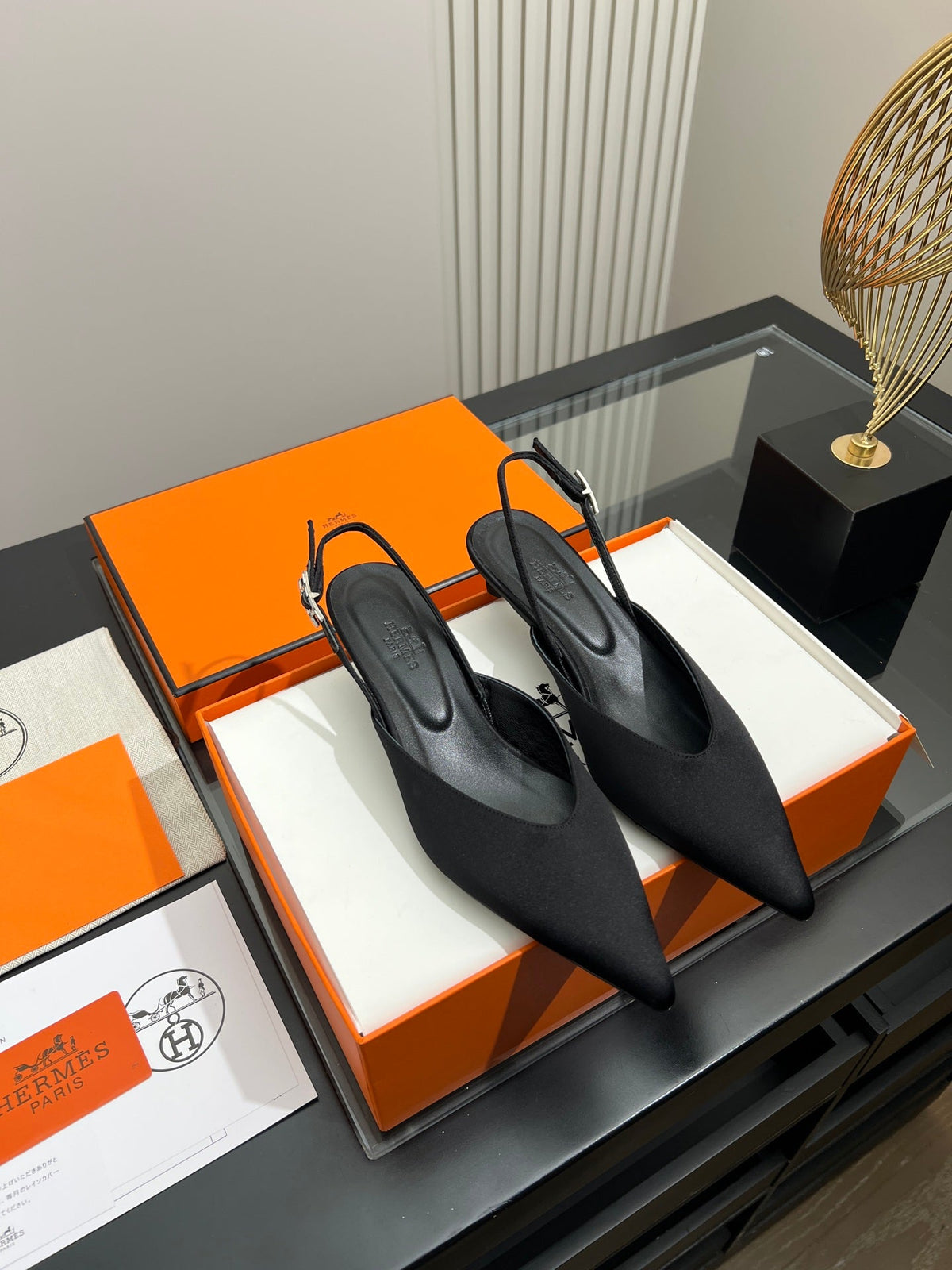 HM 26s Nicoletta Slingbacks 4cm Black Velvet 149131