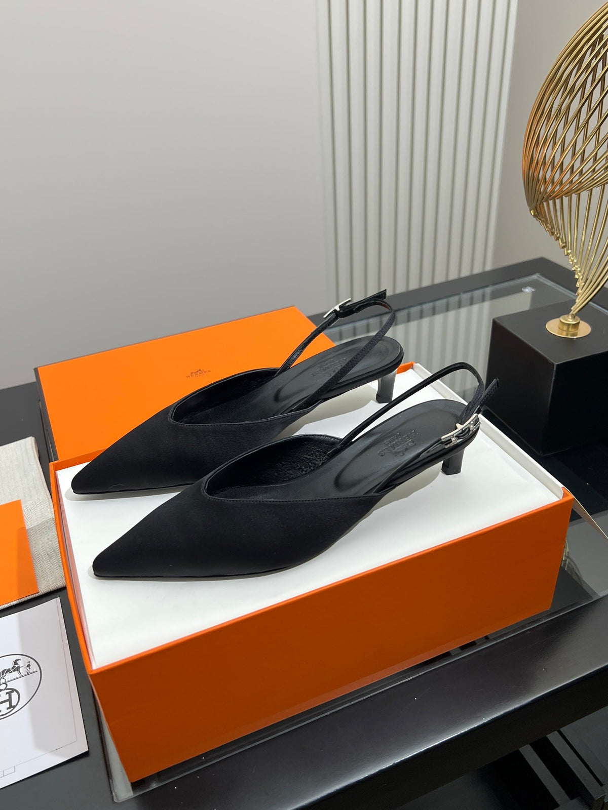 HM 26s Nicoletta Slingbacks 4cm Black Velvet 149131