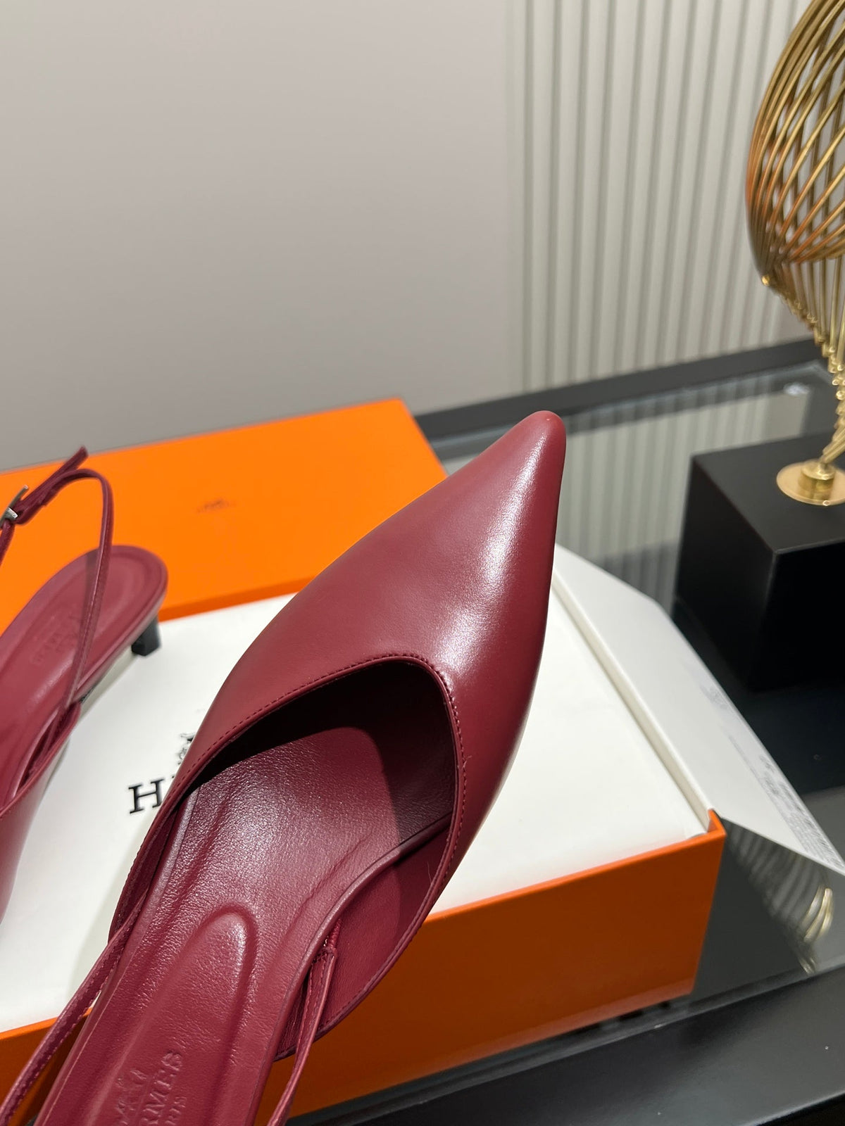 HM 26s Nicoletta Slingbacks 4cm Burgundy Leather 149129
