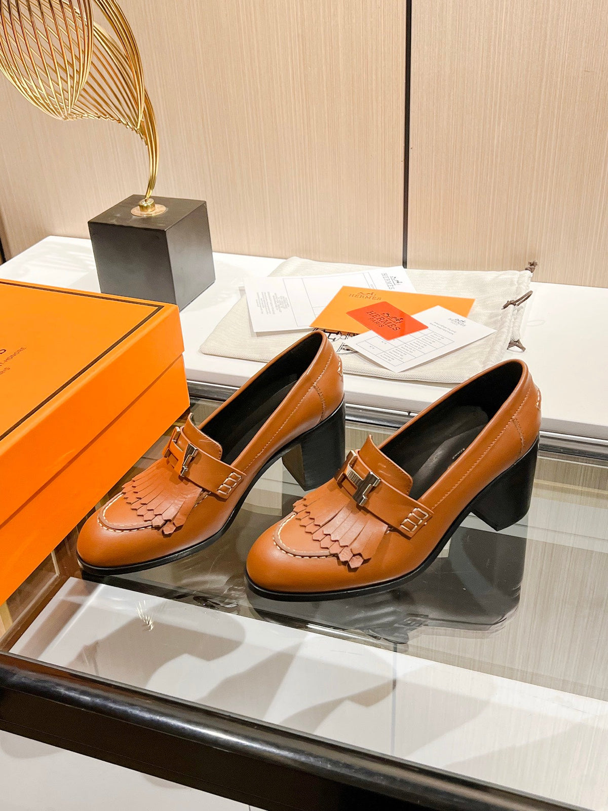 HM 26s Elysee Loafers 7cm Tan Leather 149083