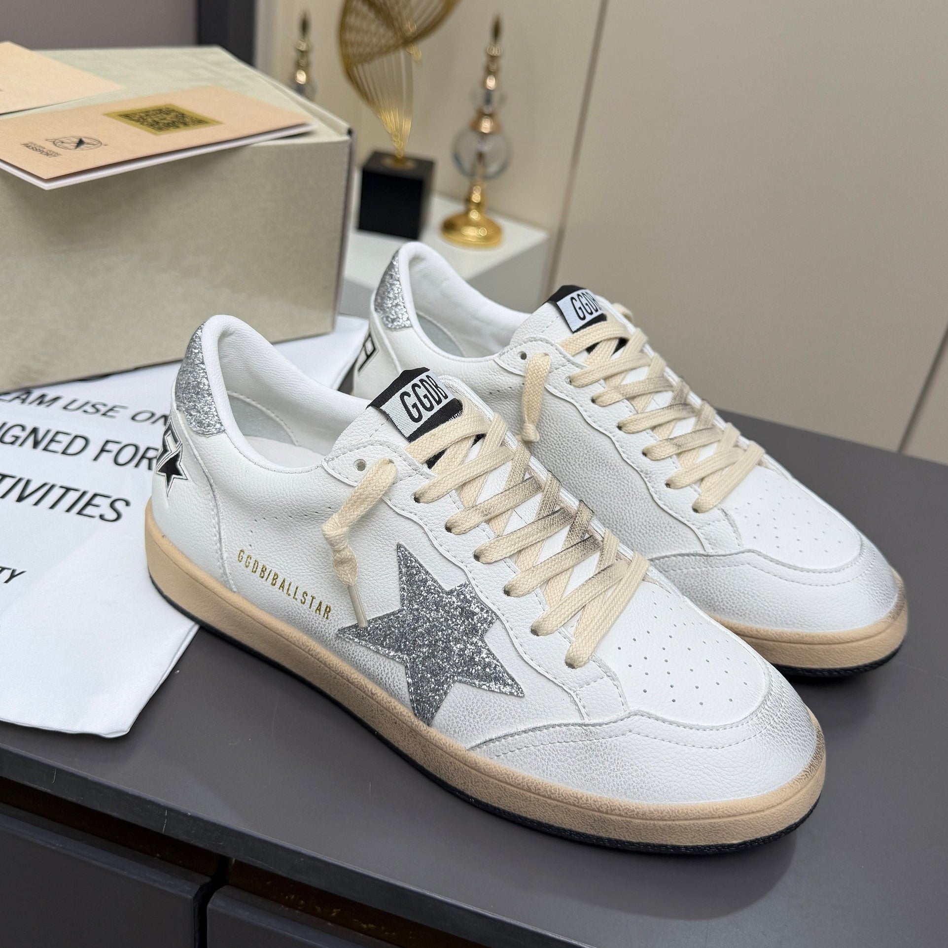 Golden Goose 26s Ball Star Sneakers White Sliver Leather 735905
