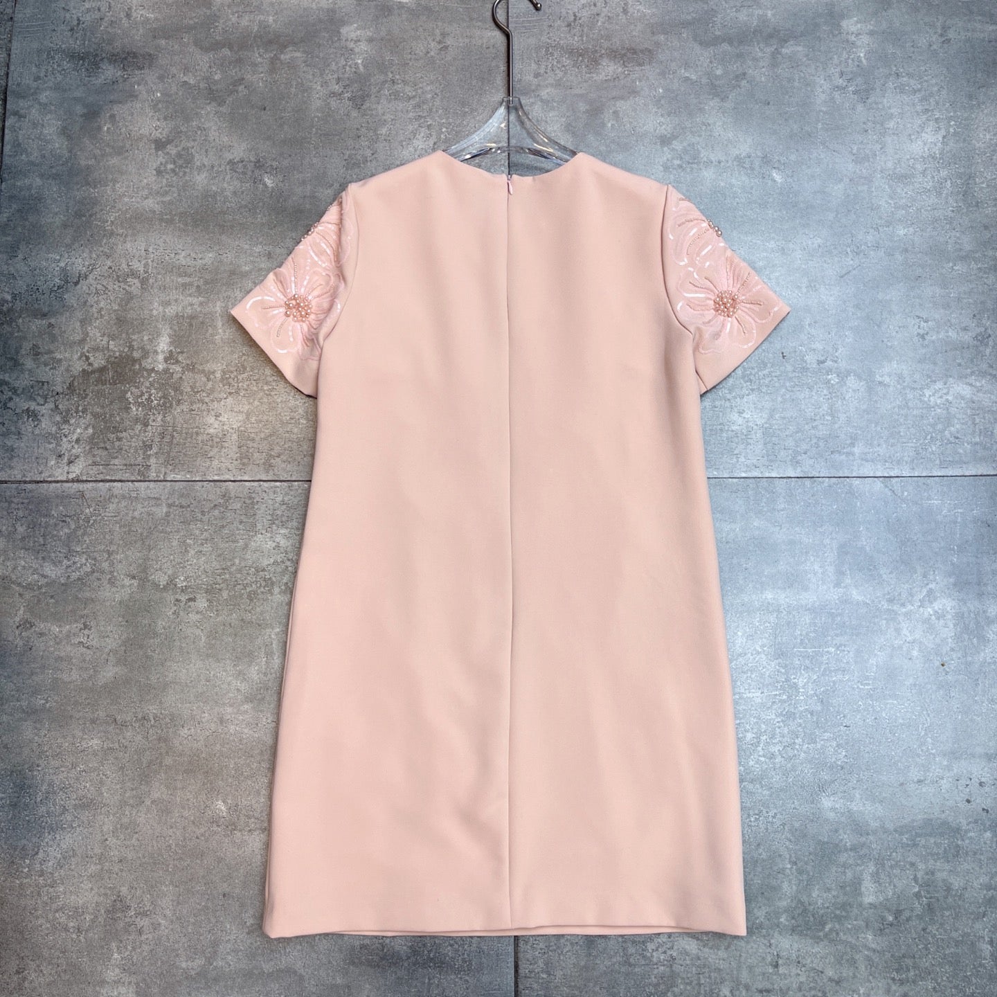 Valentino 26s Sequin Embroidery Sleeve Dress Pink Cotton Polyester Fiber