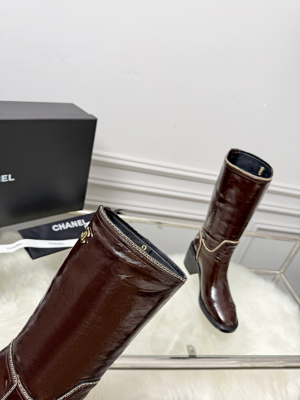 CC 26s Mid-Calf Boots Brown Glossy Leather 101933
