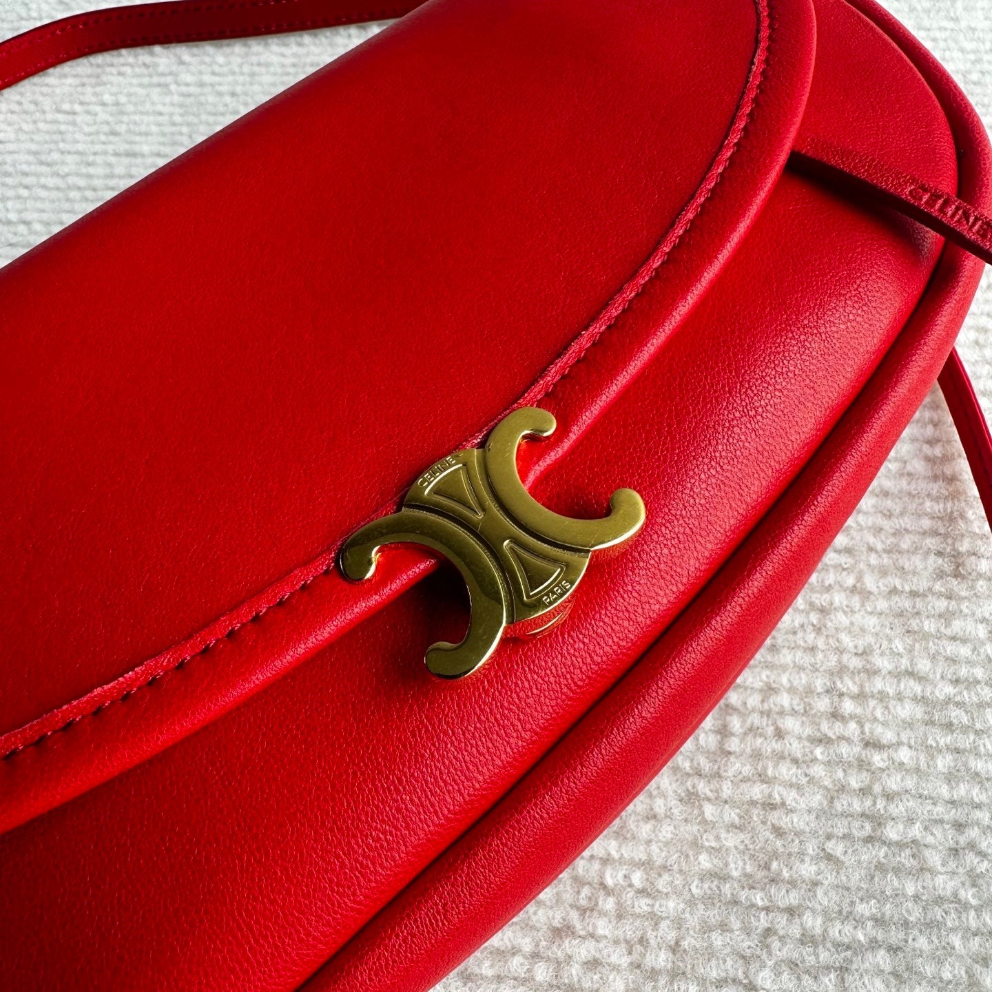 Celine Halfmoon Triomphe Small Bag 25cm Red Lambskin