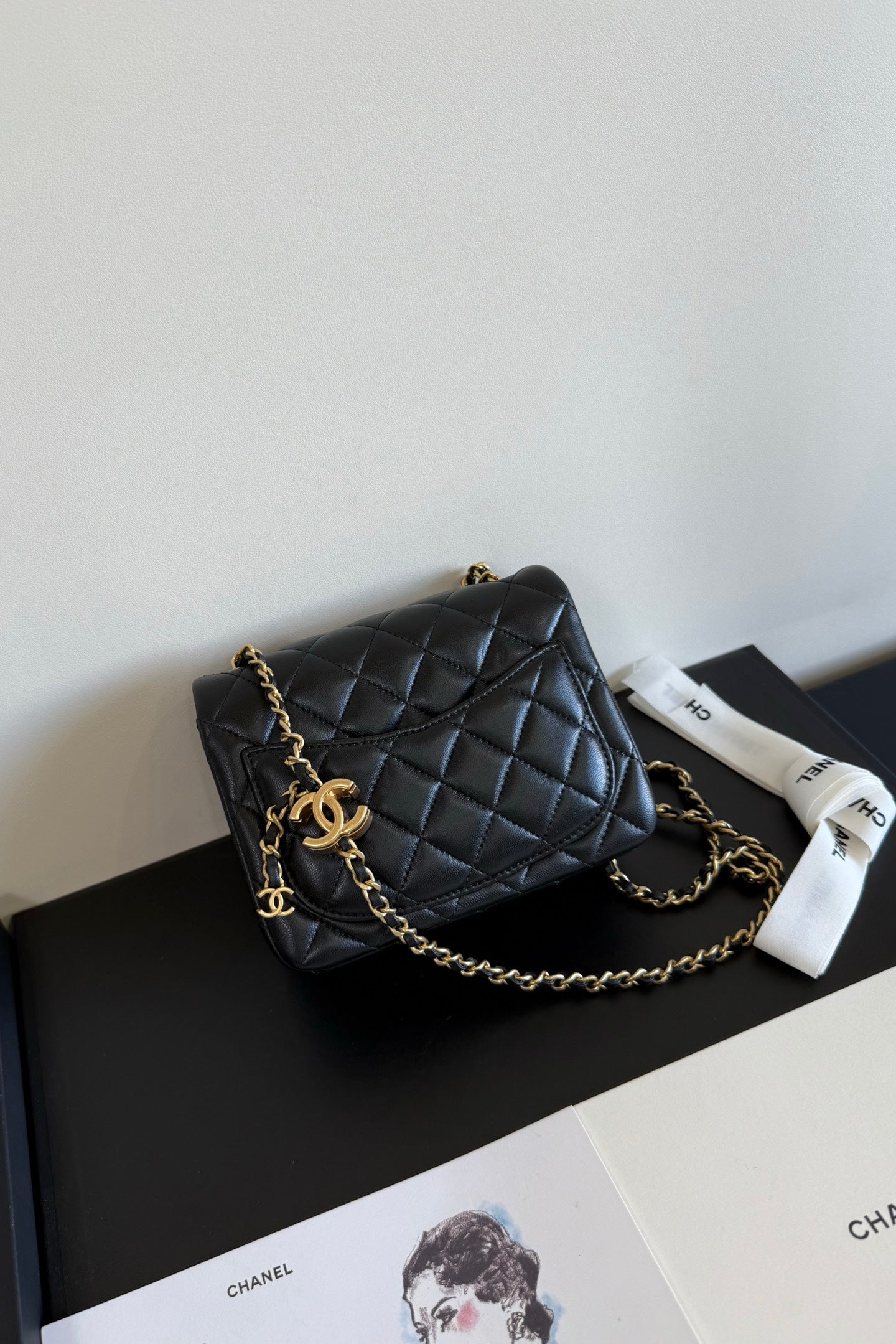 CC Crush Mini Square Black Quilted Leather 282590
