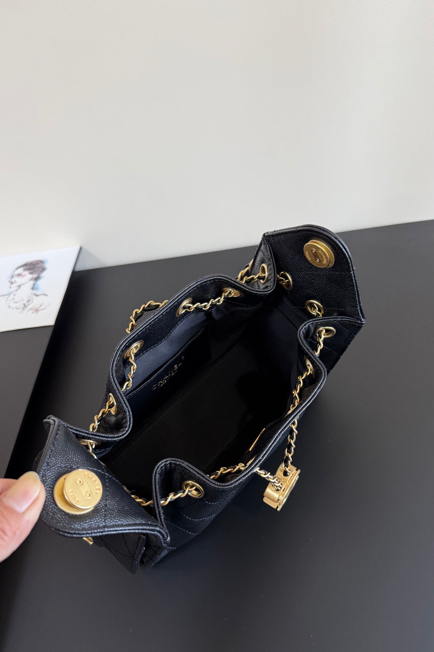 CC 25 Mini Hobo Bag Navy Blue Caviar Leather GHW 282555