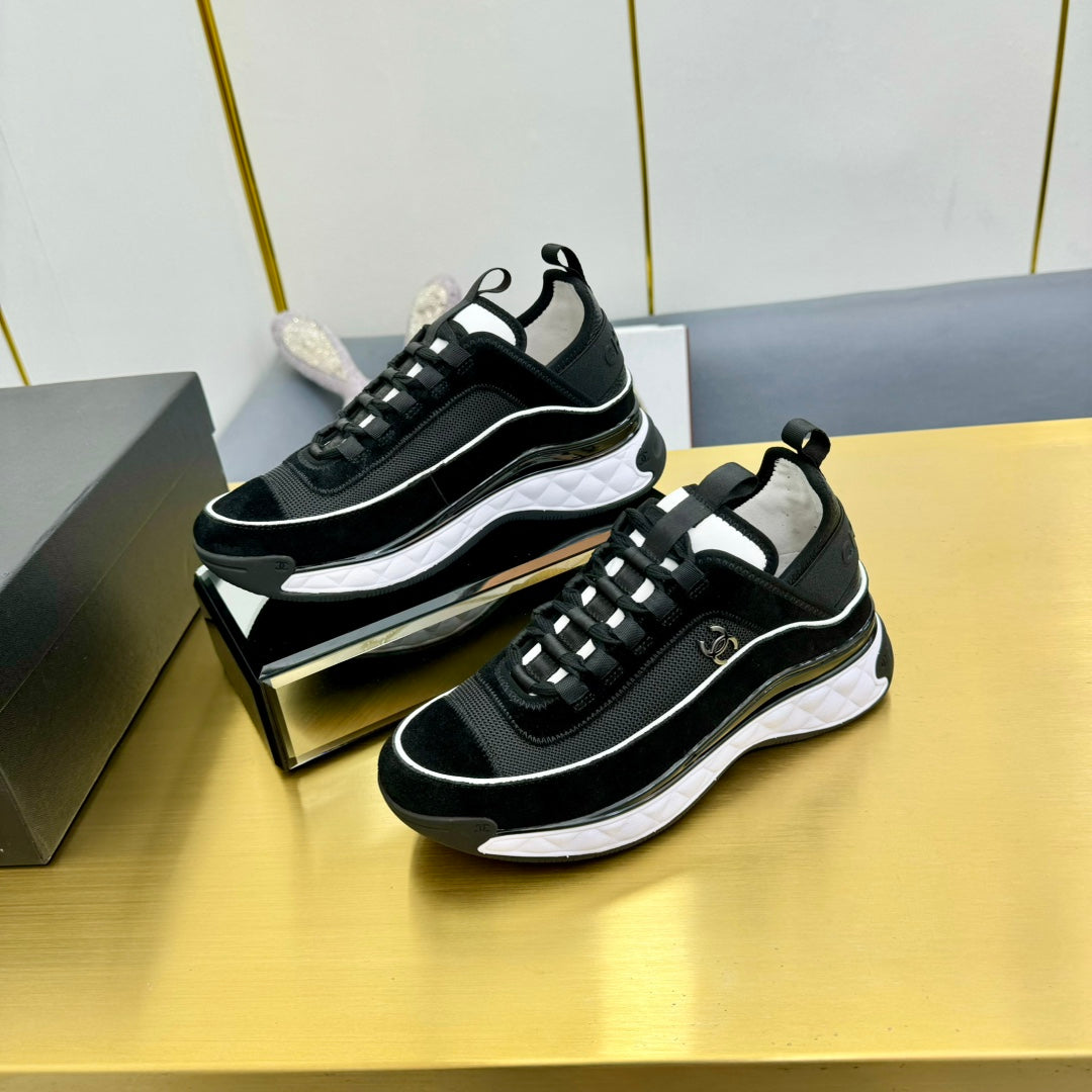 CC 26s Runner Sneakers Black White Fabric Suede 139955