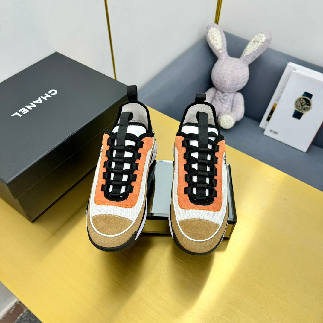 CC 26s Runner Sneakers Orange Khaki Black Fabric Suede 139956