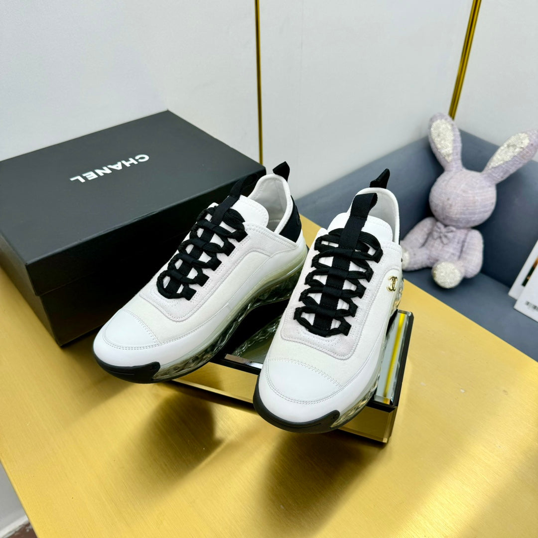 CC 26s Clear Sole Sneakers White Black Calfskin 139963