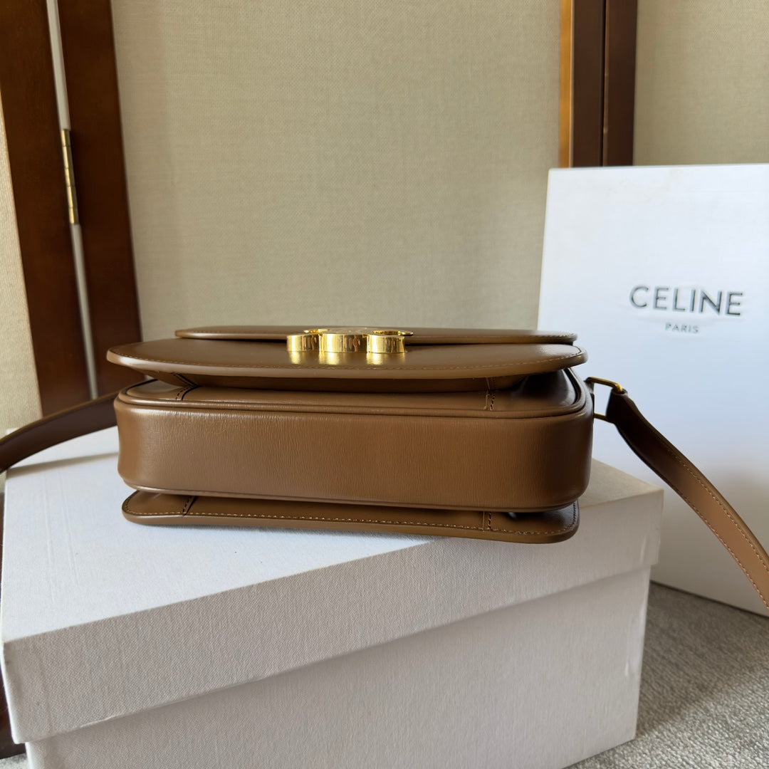 classique triomphe 22 dark brown calfskin gold hardware