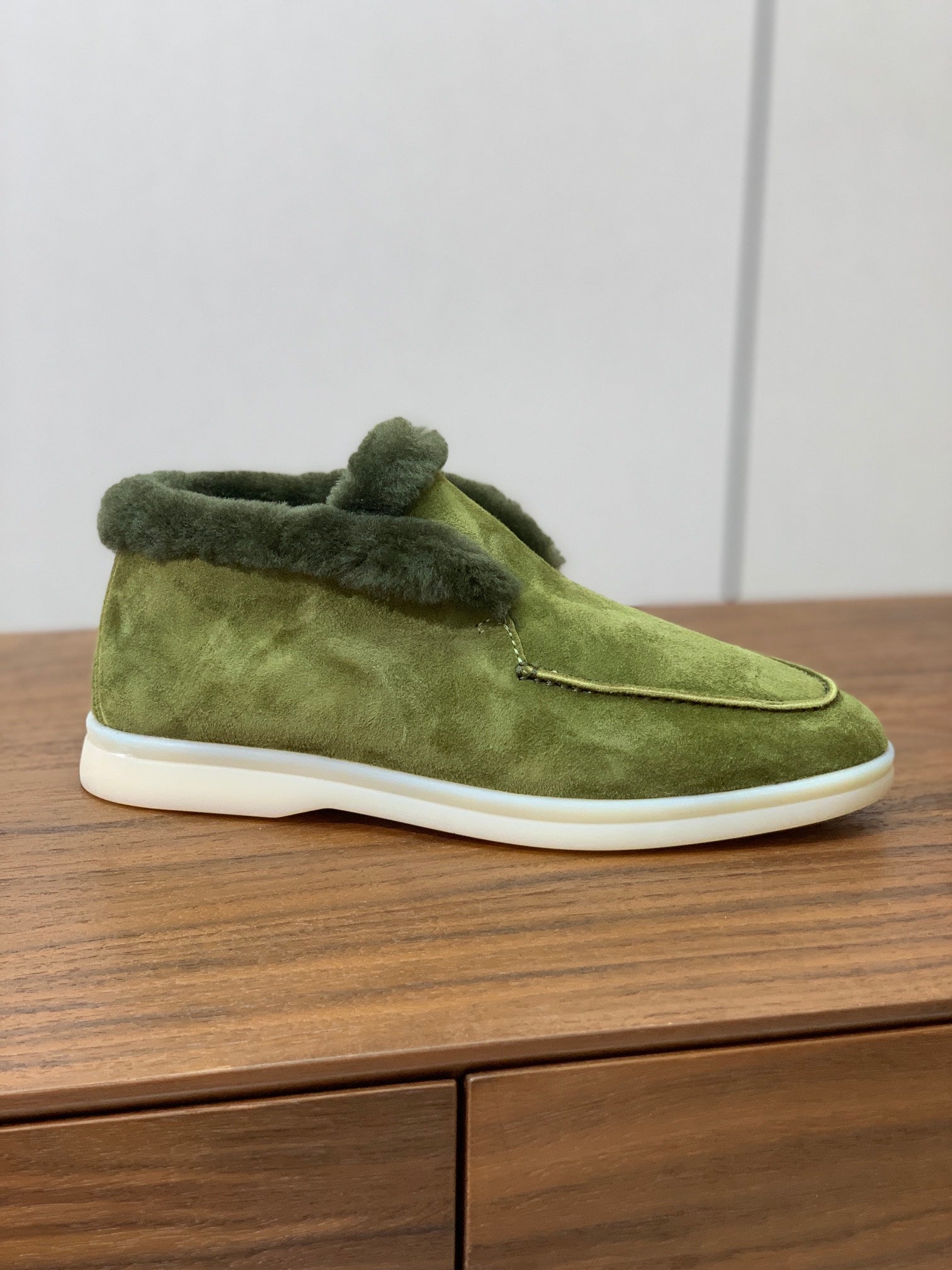 LP Open Walk Ankle Boot Green Fur Suede 550894