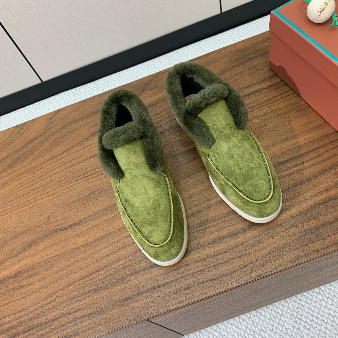 LP Open Walk Ankle Boot Green Fur Suede 550894