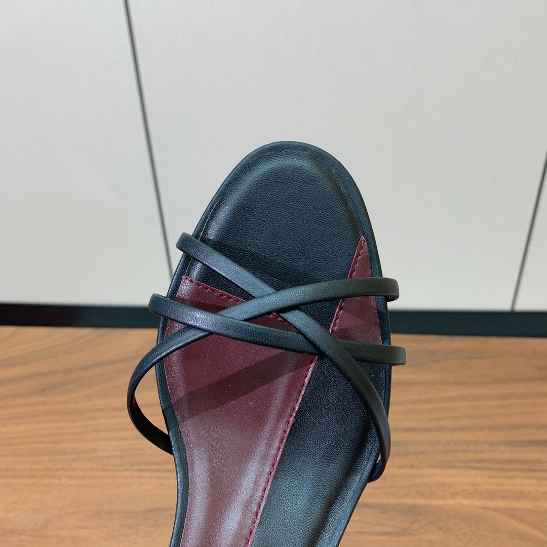 The Row  Heel Sandals 30mmBlack Mix Burgundy Sheepskin 325423