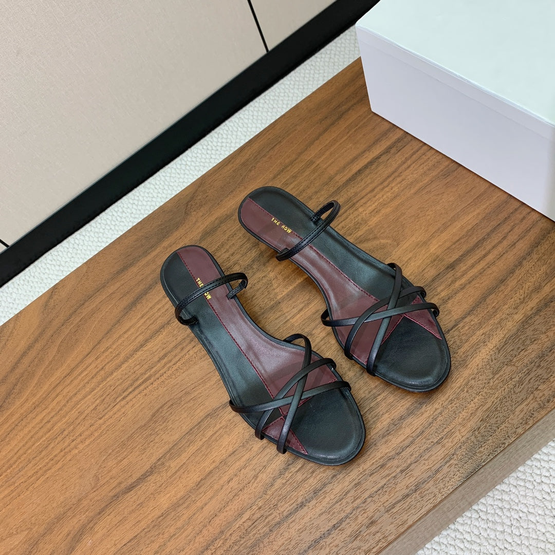 The Row  Heel Sandals 30mmBlack Mix Burgundy Sheepskin 325423