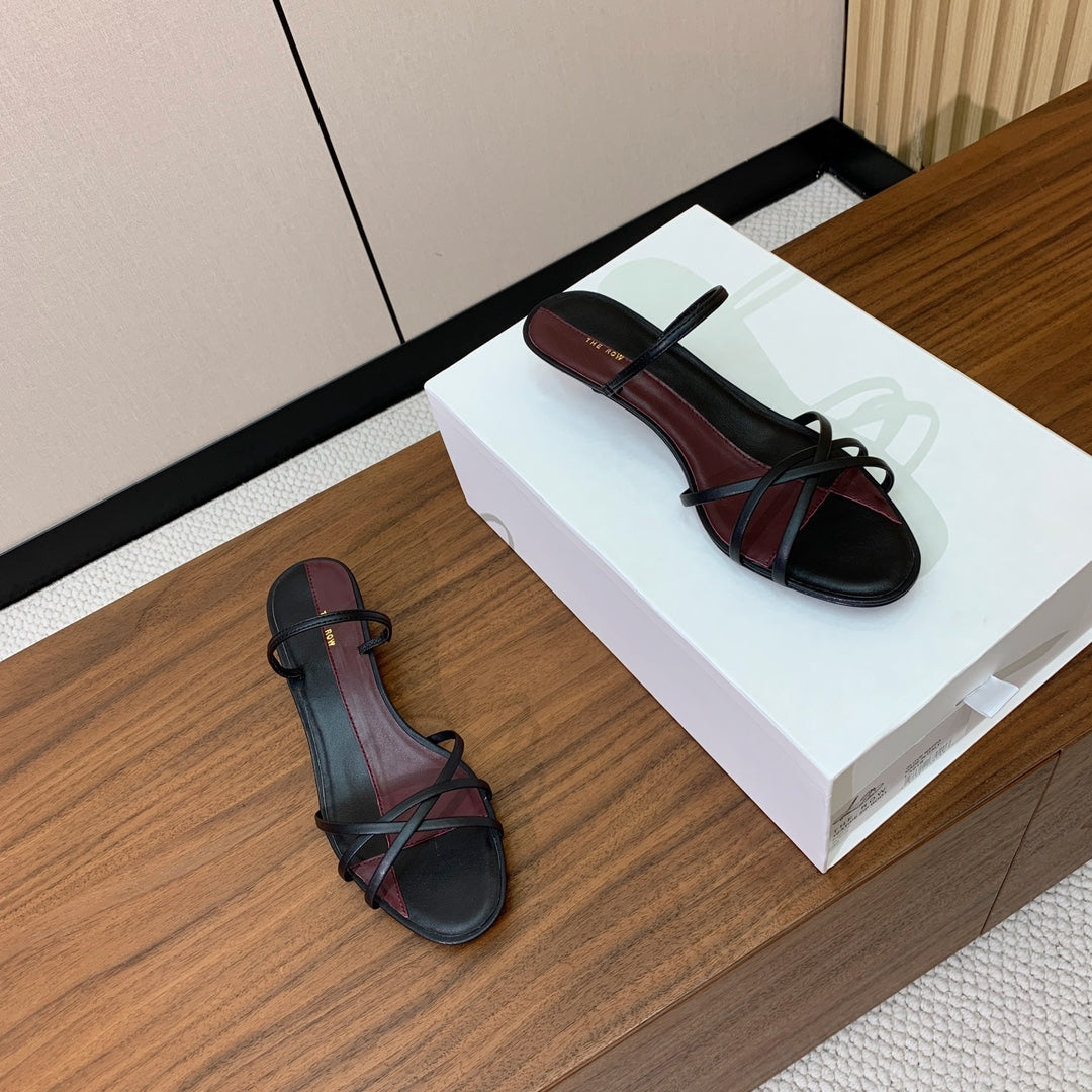 The Row  Heel Sandals 30mmBlack Mix Burgundy Sheepskin 325423
