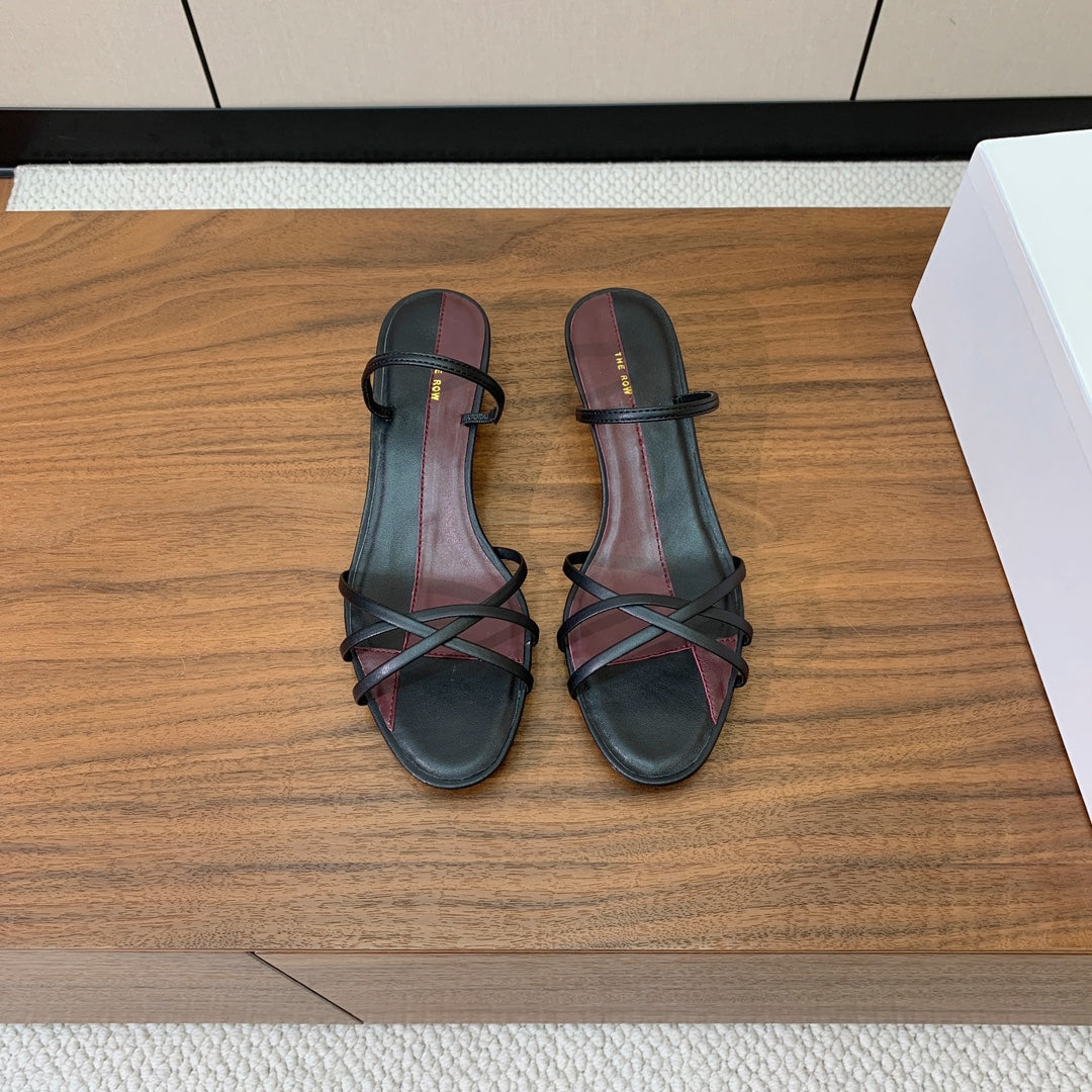 The Row  Heel Sandals 30mmBlack Mix Burgundy Sheepskin 325423