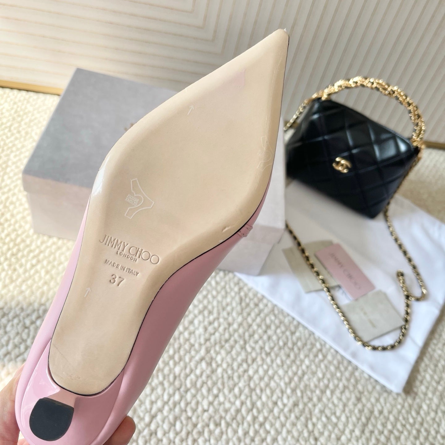 Jimmy Choo Skye Corsage Pump 4.5cm Pink Sheepskin 669831