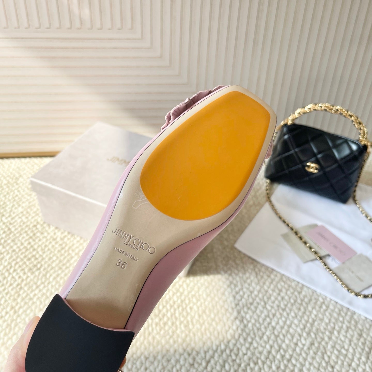 Jimmy Choo Skye Corsage Ballet Flat Pink Sheepskin 669836