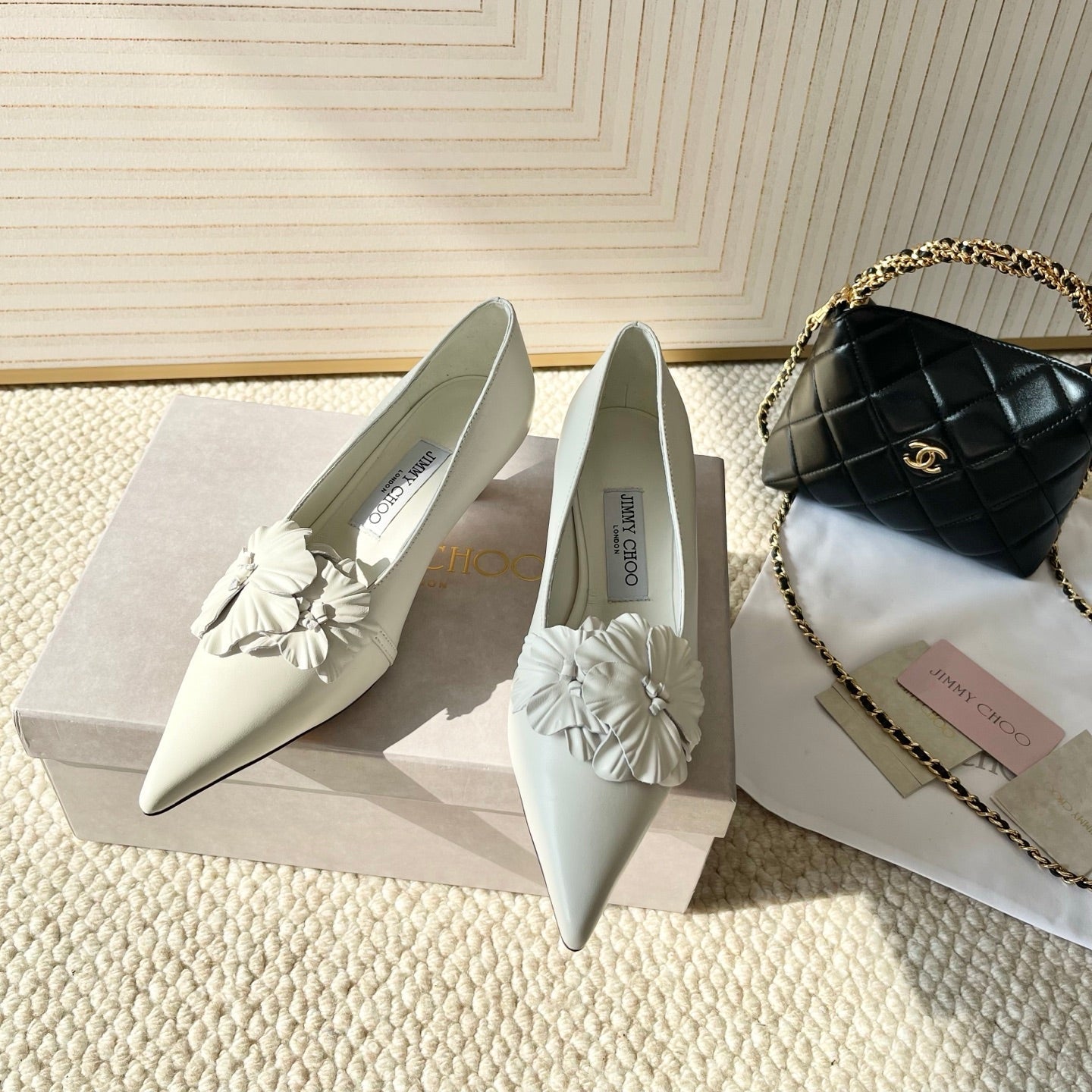 Jimmy Choo Skye Corsage Pump 4.5cm White Sheepskin 669837