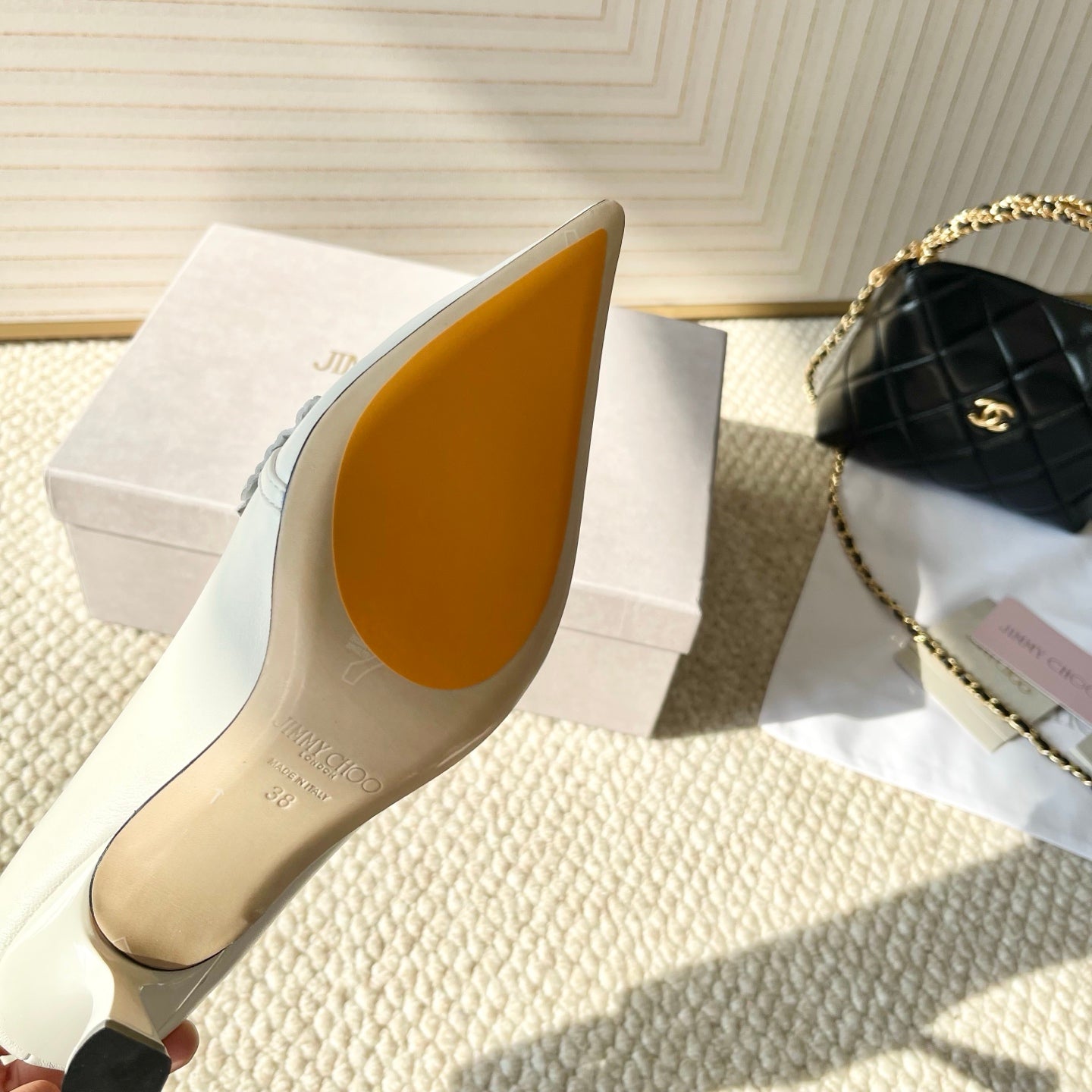 Jimmy Choo Skye Corsage Pump 6.5cm White Sheepskin 669838