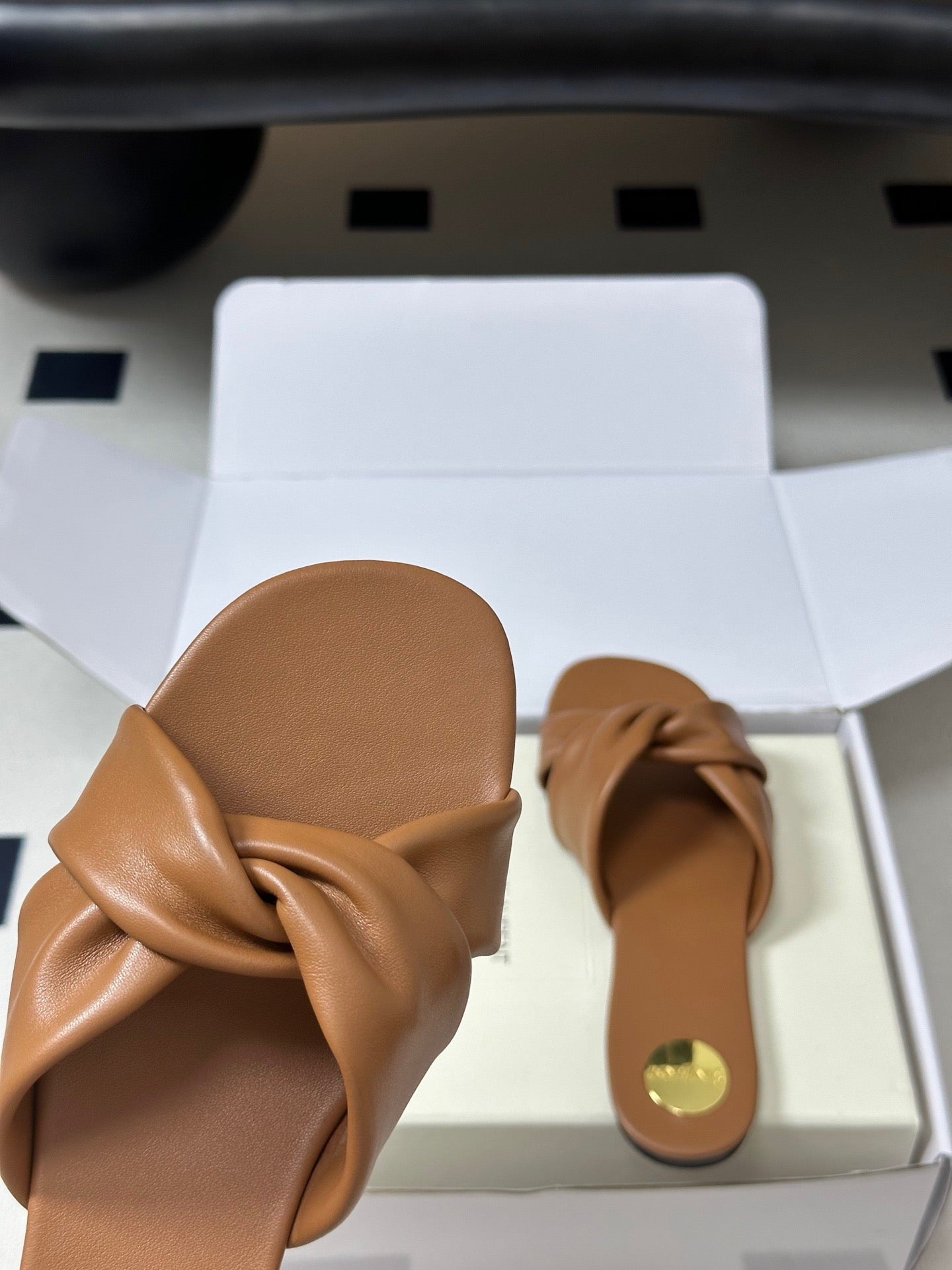 YSL Knotted Slide Tan Smooth Leather 787570
