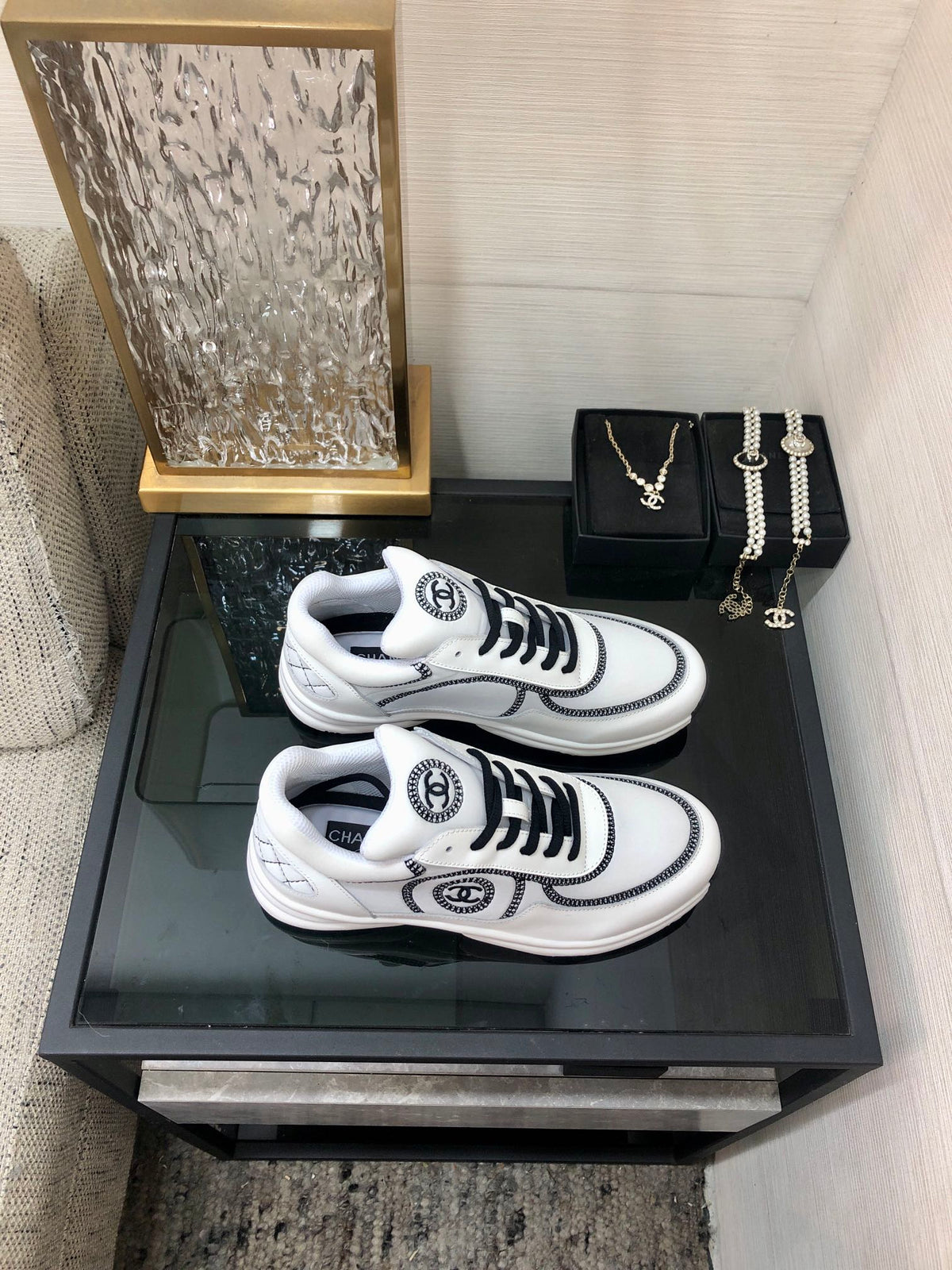 Chanel 26s Quilted Jelly Sole Sneakers White Black 153277