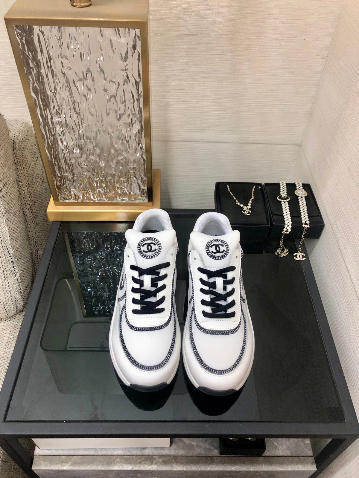 Chanel 26s Quilted Jelly Sole Sneakers White Black 153277