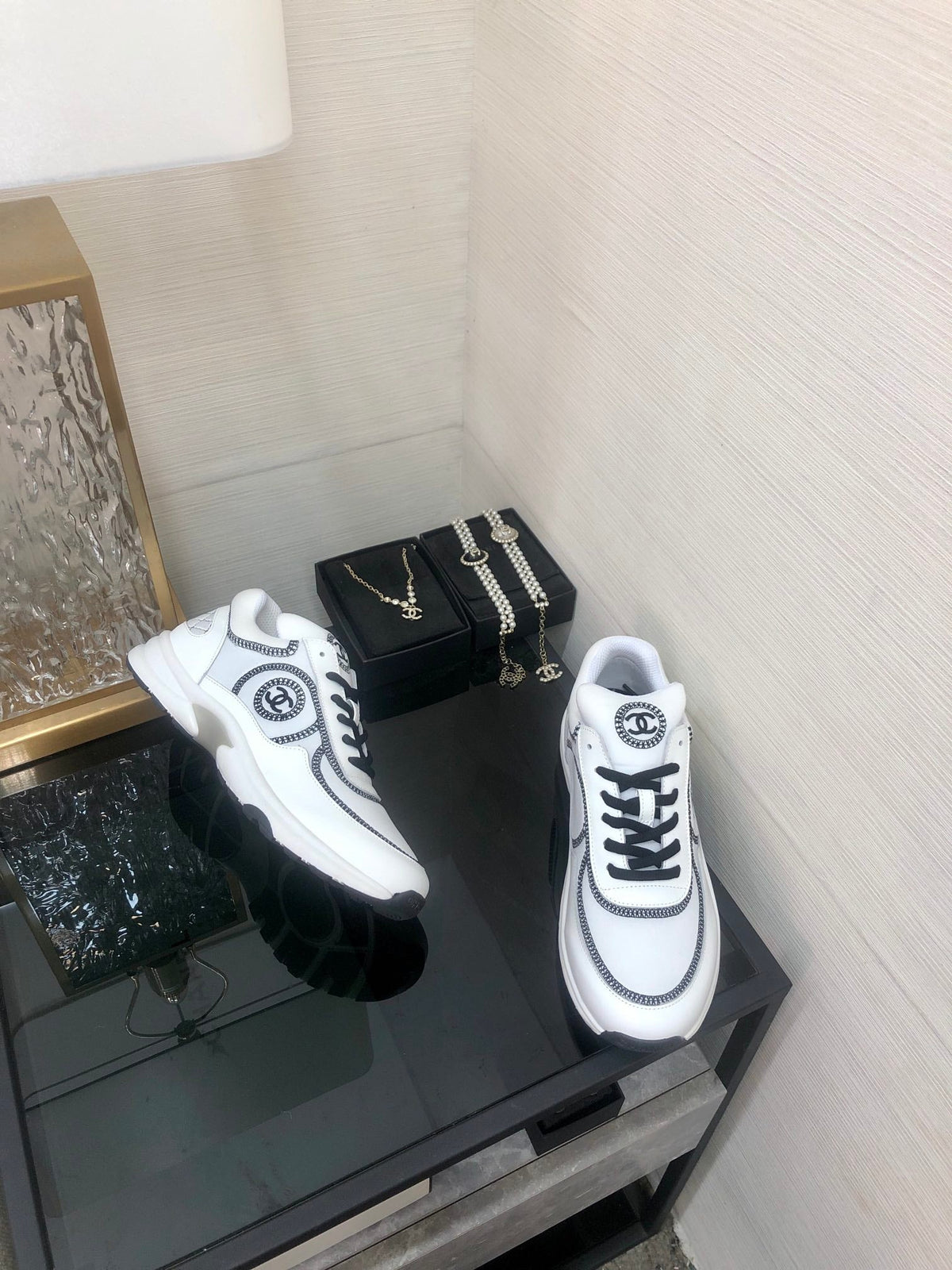 Chanel 26s Quilted Jelly Sole Sneakers White Black 153277