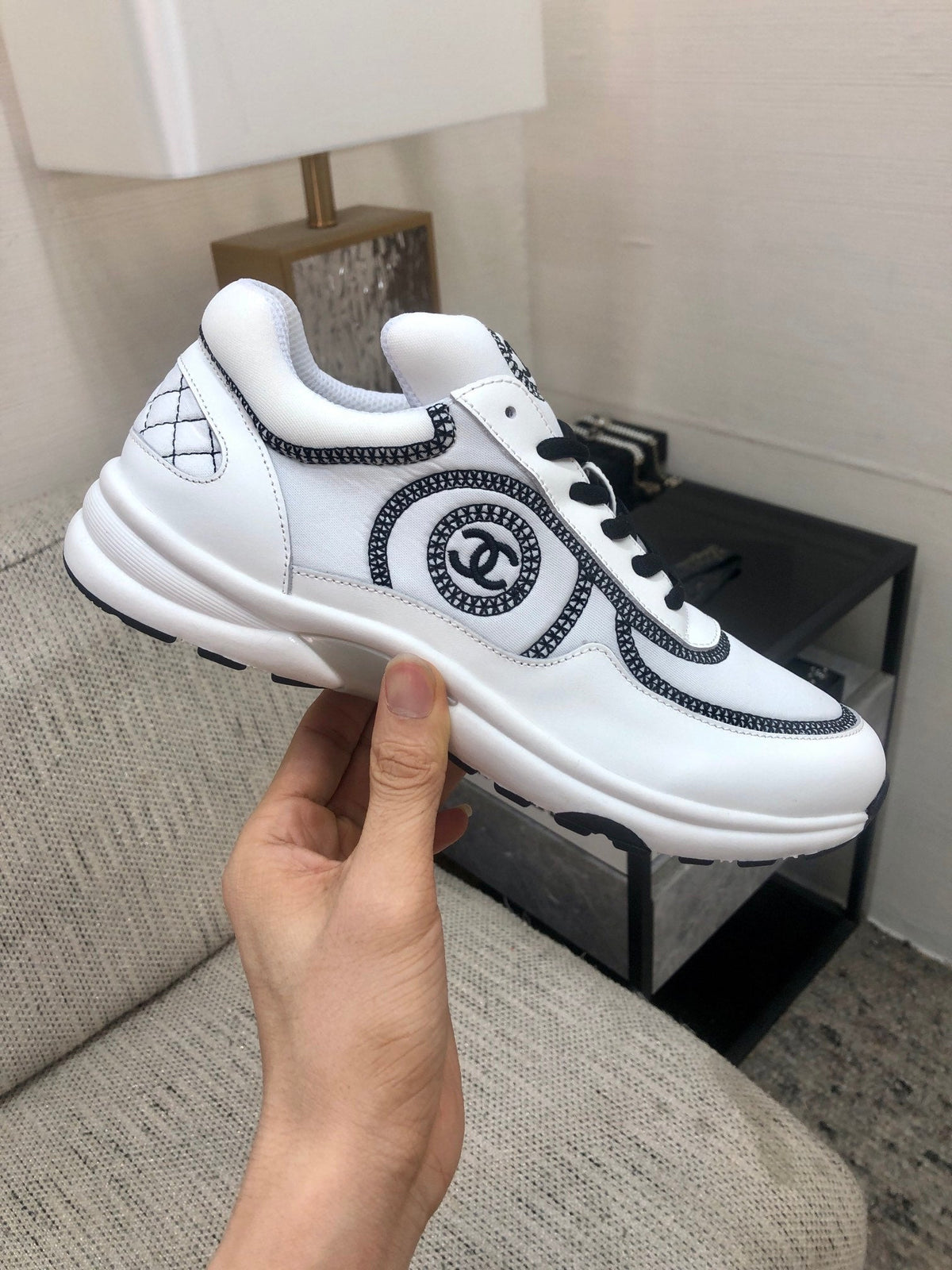 Chanel 26s Quilted Jelly Sole Sneakers White Black 153277