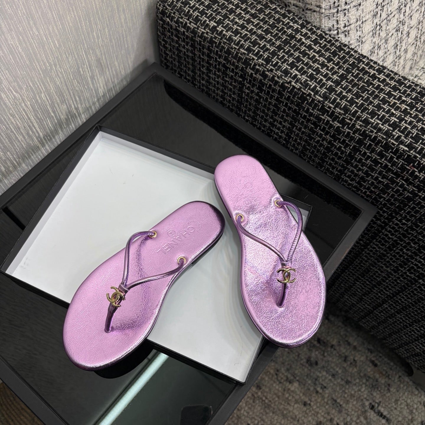CC 2026 Thong Sandal Purple Metalic Calfskin 826184