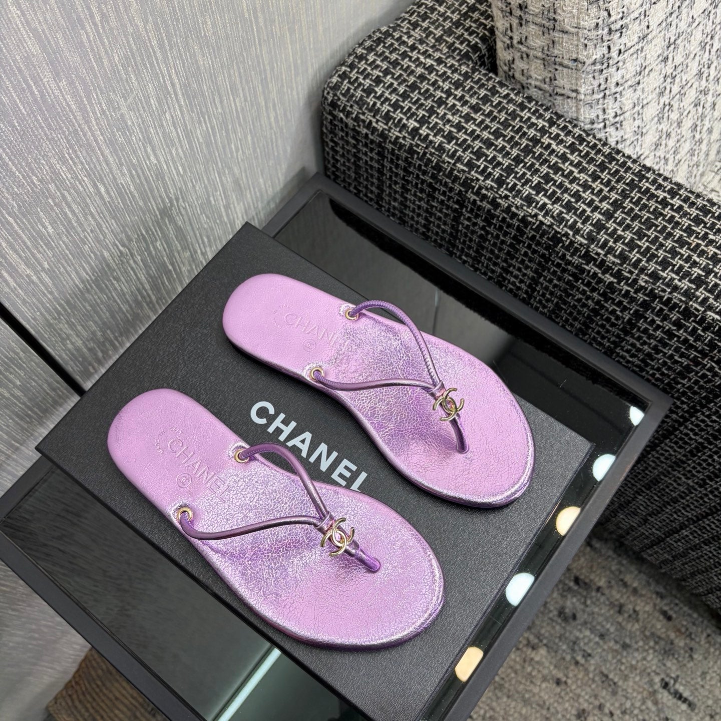 CC 2026 Thong Sandal Purple Metalic Calfskin 826184
