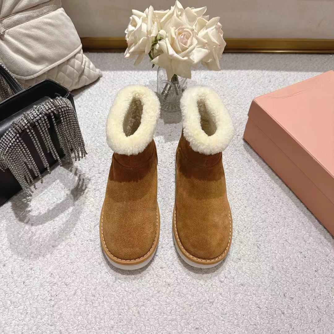 Miumiu 25 Boot Brown Mix White Suede Wool 510245