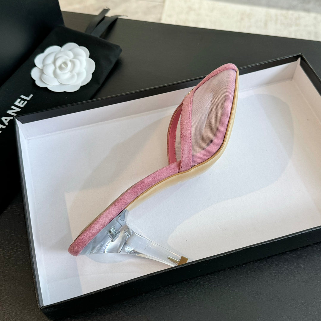 CC 26s Sandal 7cm Pink Mesh Lambskin 700613
