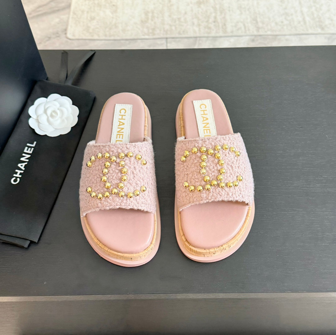 CC 25C Slippers Pink Satin Fabric 212977