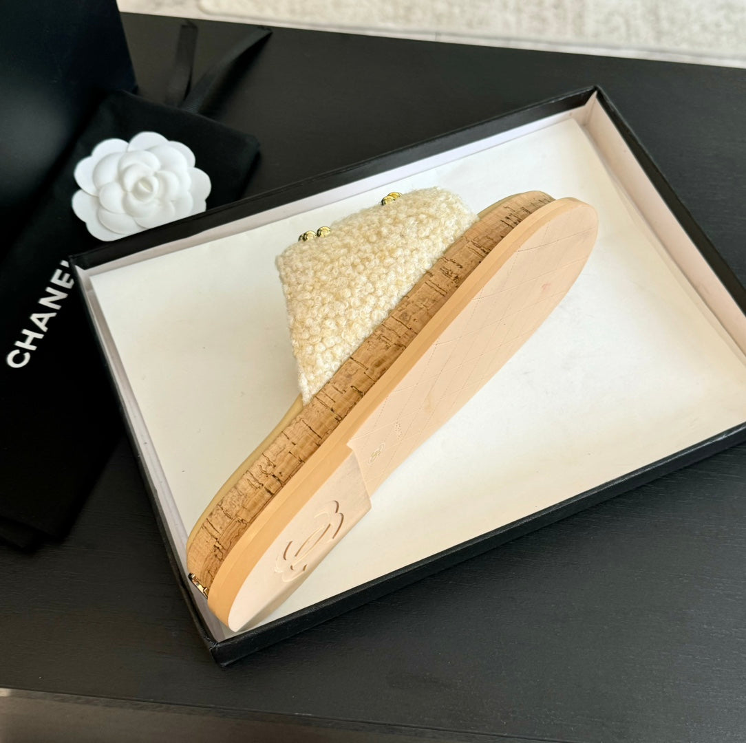 CC 25C Slippers Cream Satin Fabric 212978
