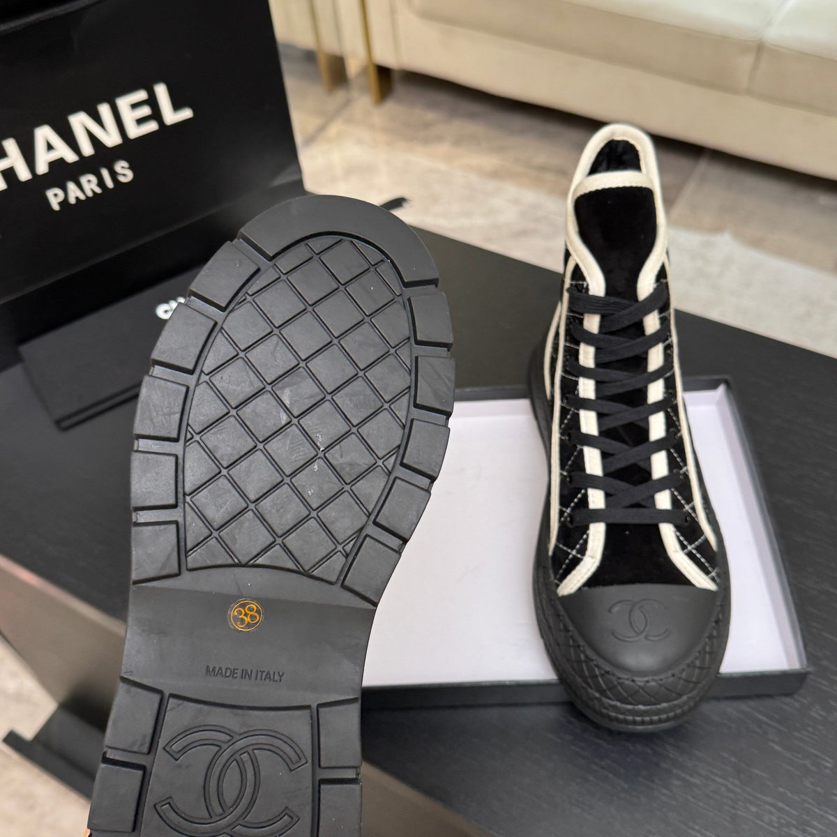 CC 26s High-Top Trainer Sneakers Black Velvet 106818