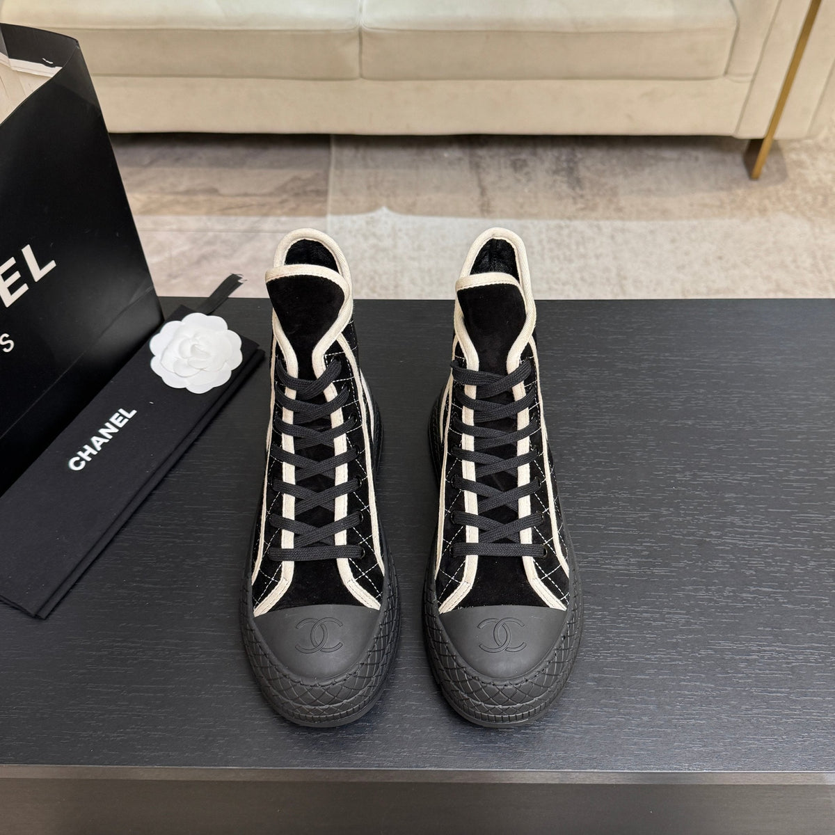 CC 26s High-Top Trainer Sneakers Black Velvet 106818