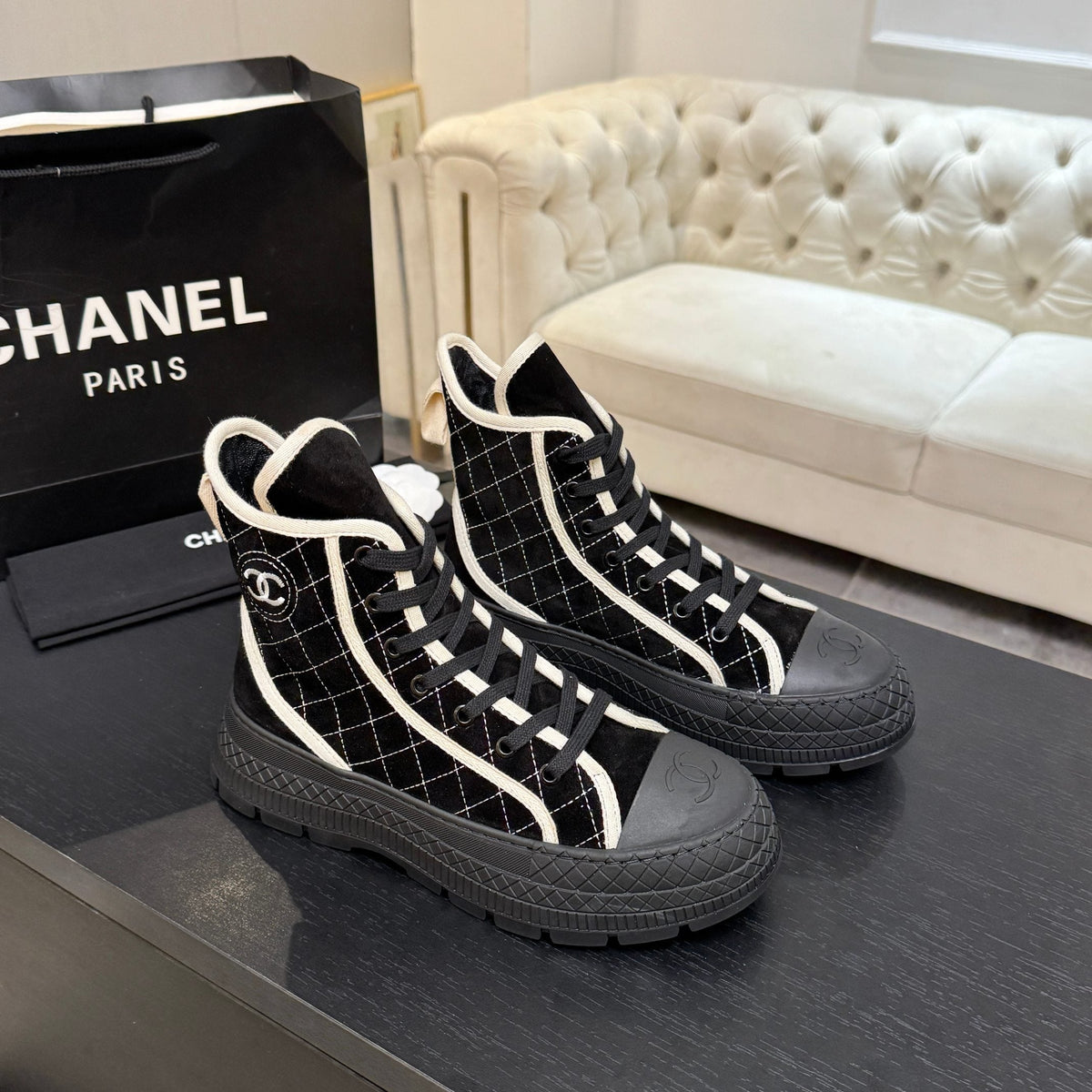 CC 26s High-Top Trainer Sneakers Black Velvet 106818