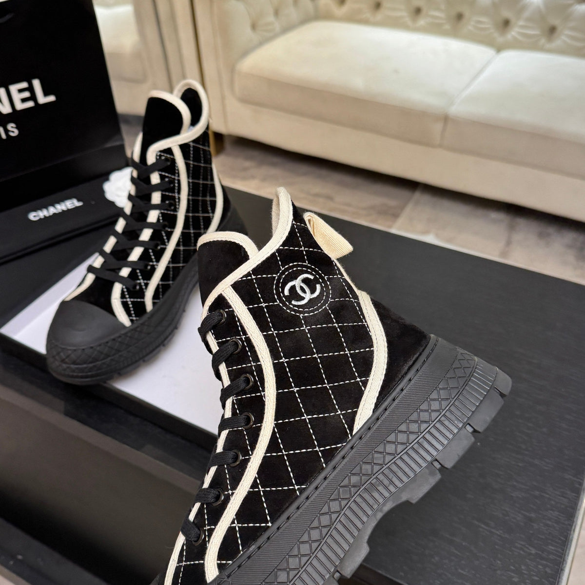 CC 26s High-Top Trainer Sneakers Black Velvet 106818