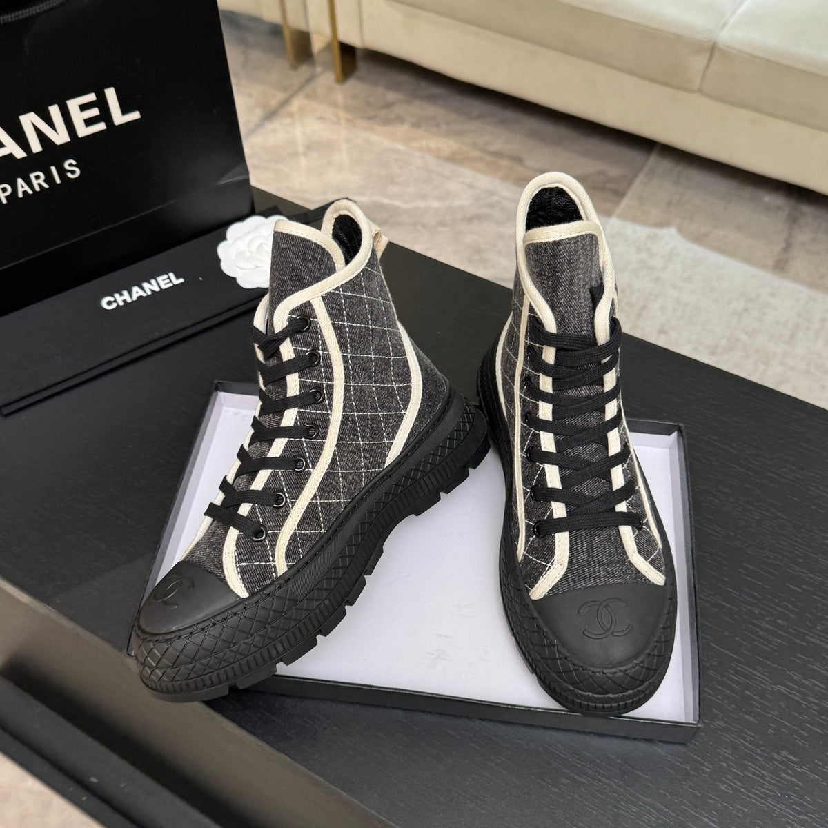 CC 26s High-Top Trainer Sneakers Grey Denim 106819