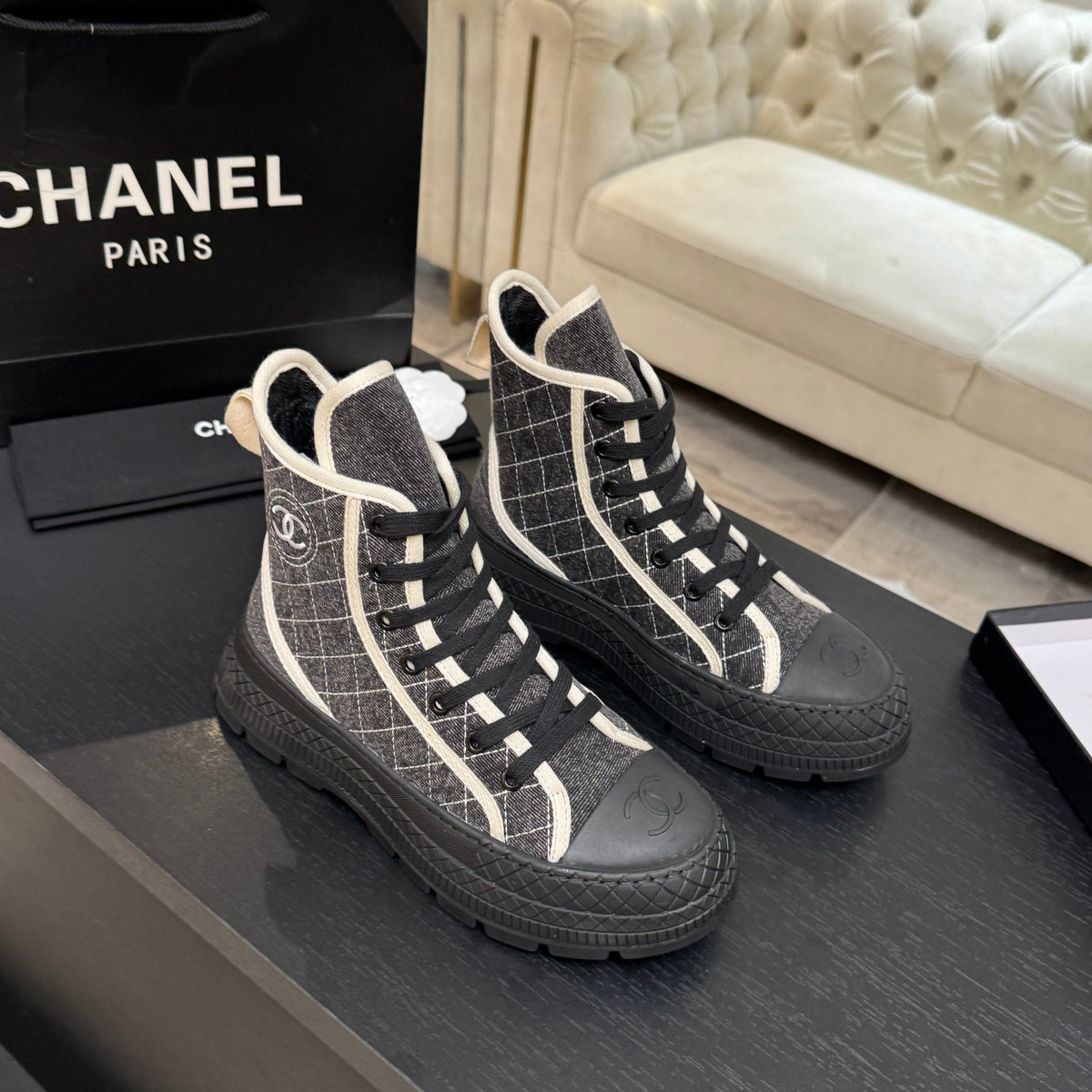 CC 26s High-Top Trainer Sneakers Grey Denim 106819