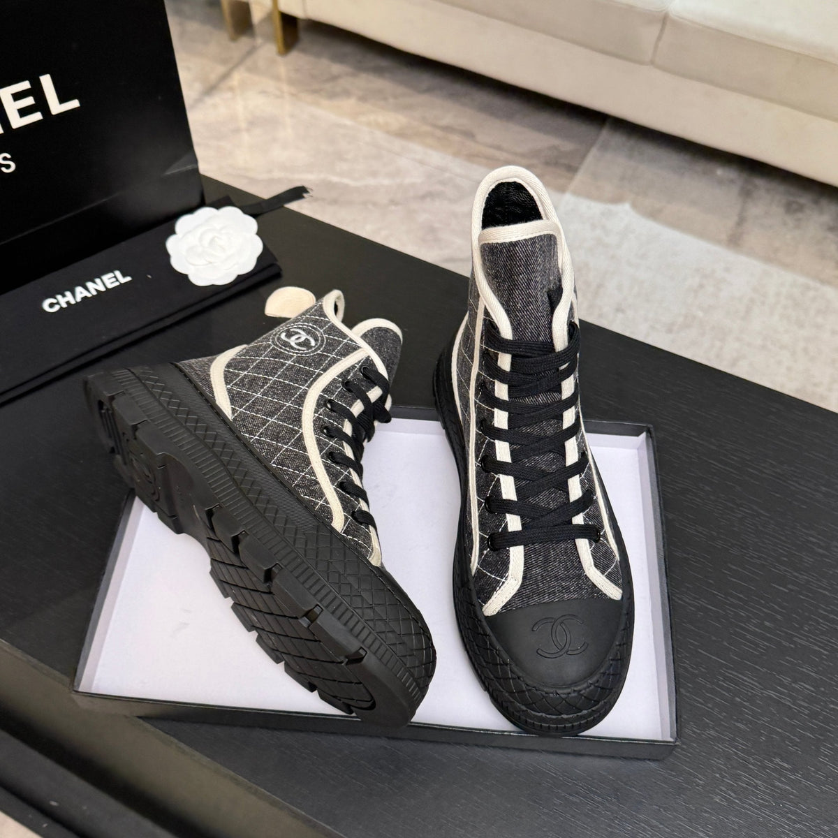 CC 26s High-Top Trainer Sneakers Grey Denim 106819
