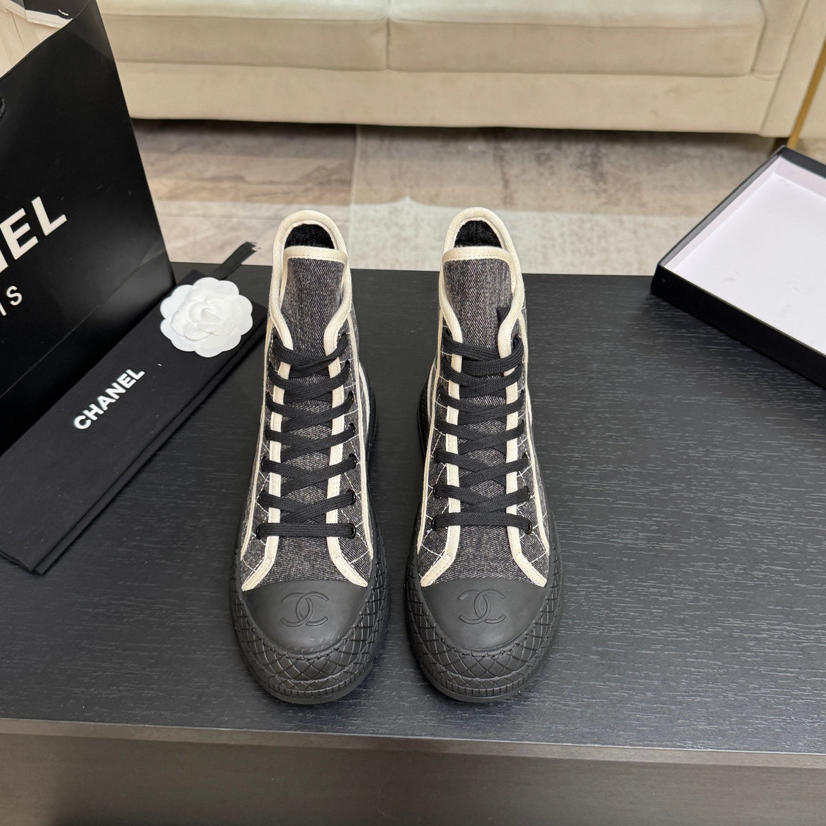 CC 26s High-Top Trainer Sneakers Grey Denim 106819
