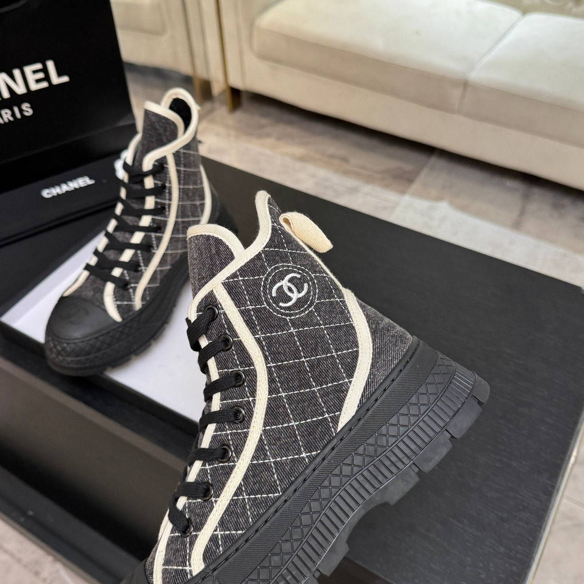 CC 26s High-Top Trainer Sneakers Grey Denim 106819