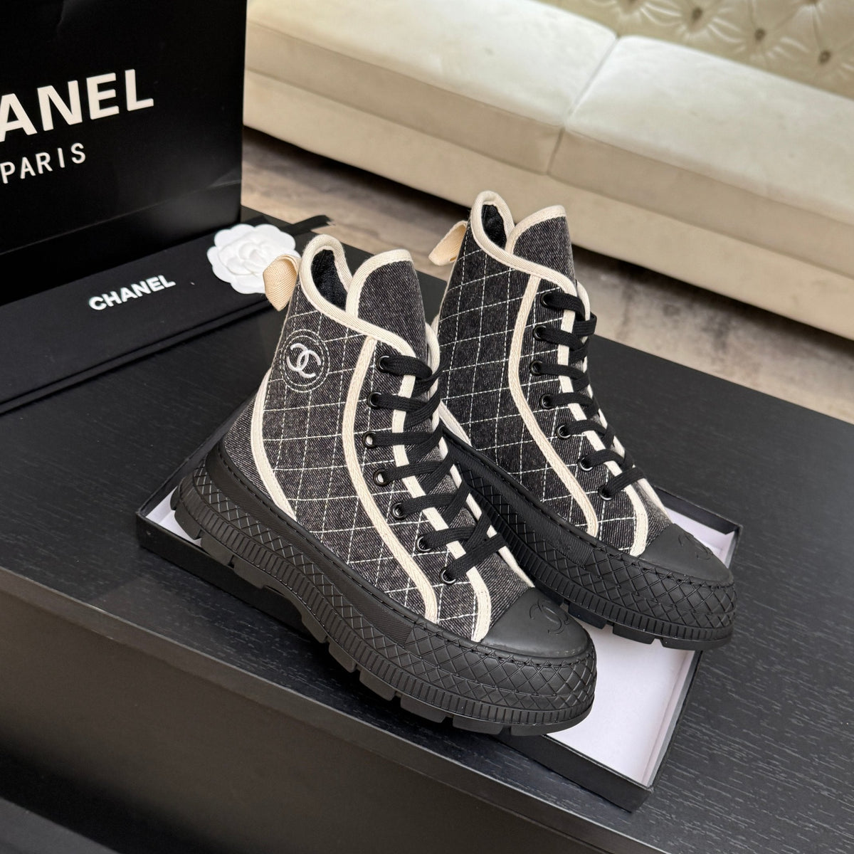 CC 26s High-Top Trainer Sneakers Grey Denim 106819