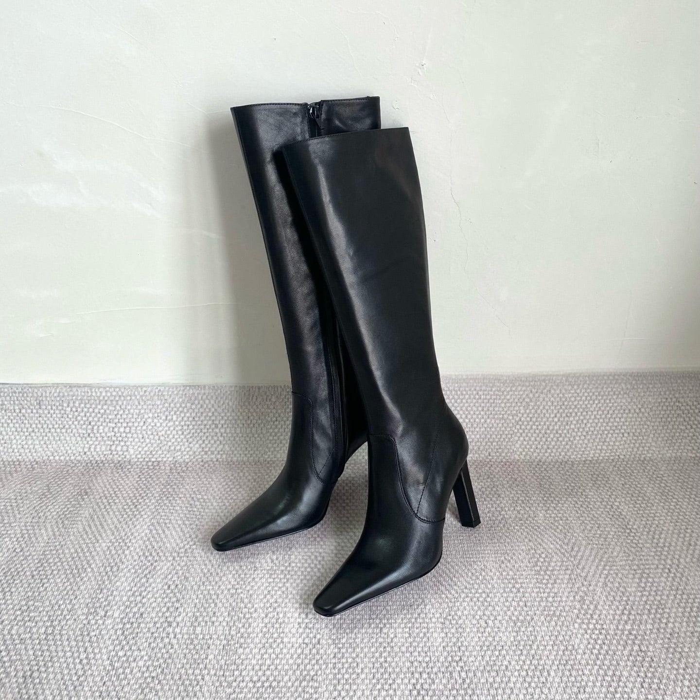 YSL Jill Boots 75mm Black Smooth Cafskin 429097