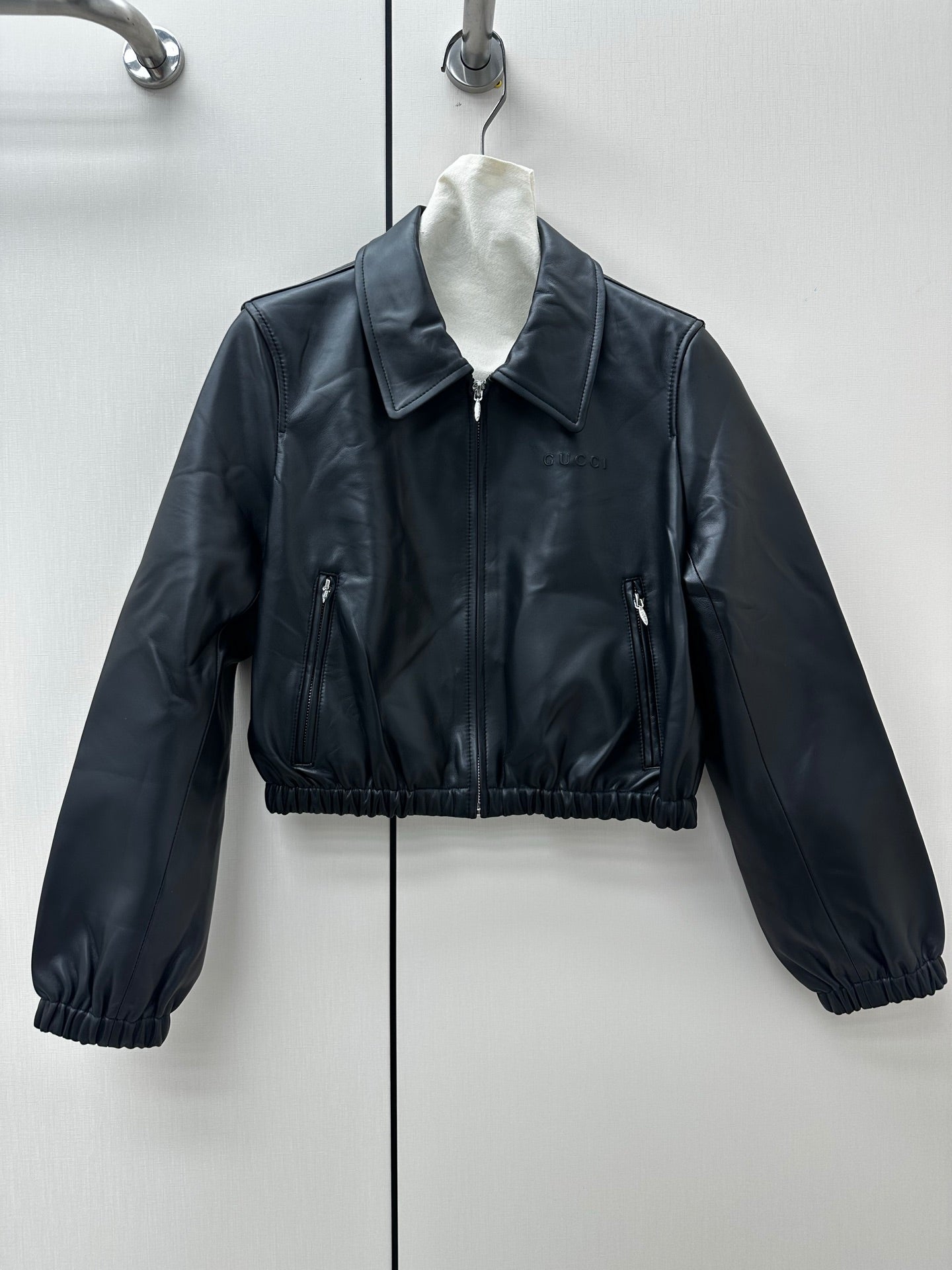 GG 26s Crop/Cropped Jacket Black Leather 420981