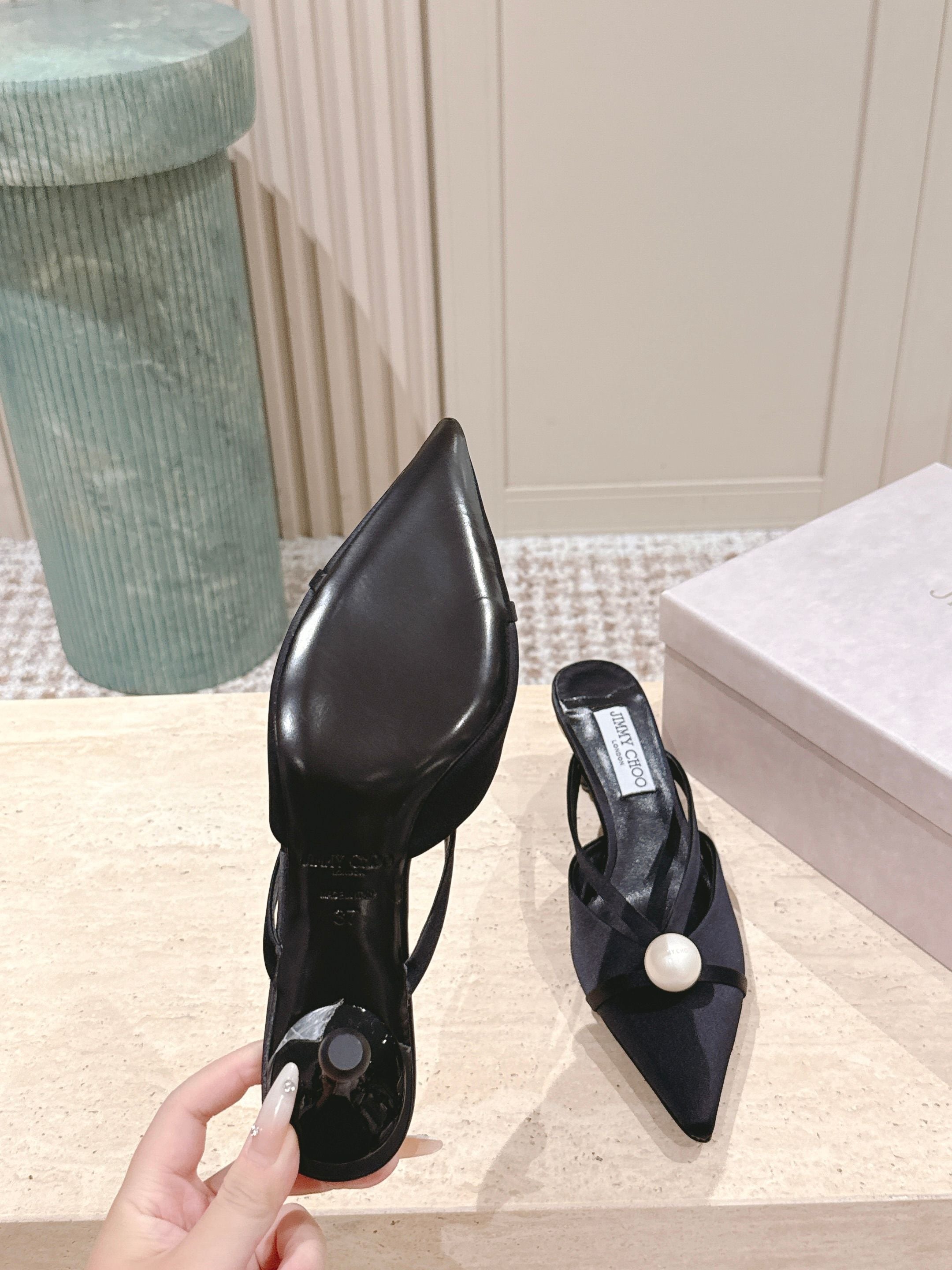 Jimmy Sana Mule 50mm Black Satin Fabric 431842